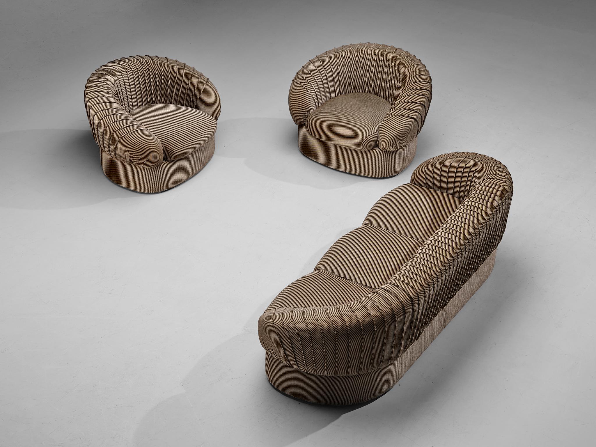 Characteristic Italian Sofa in Striped Sand Upholstery 6