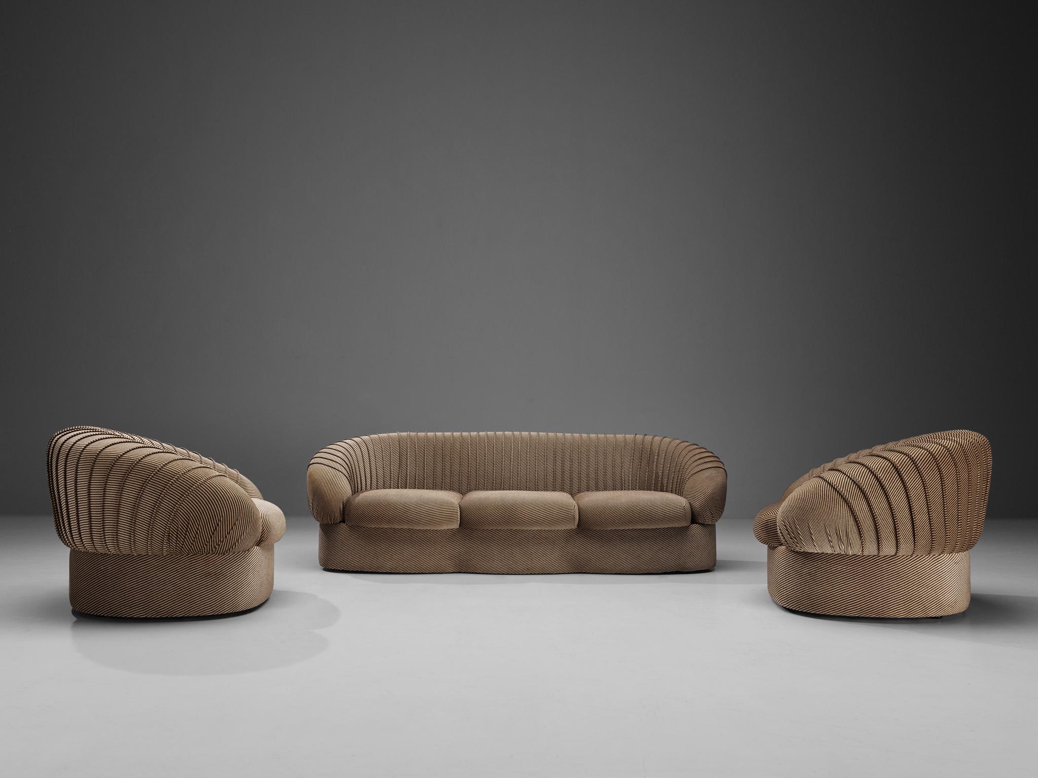 Characteristic Italian Sofa in Striped Sand Upholstery 5