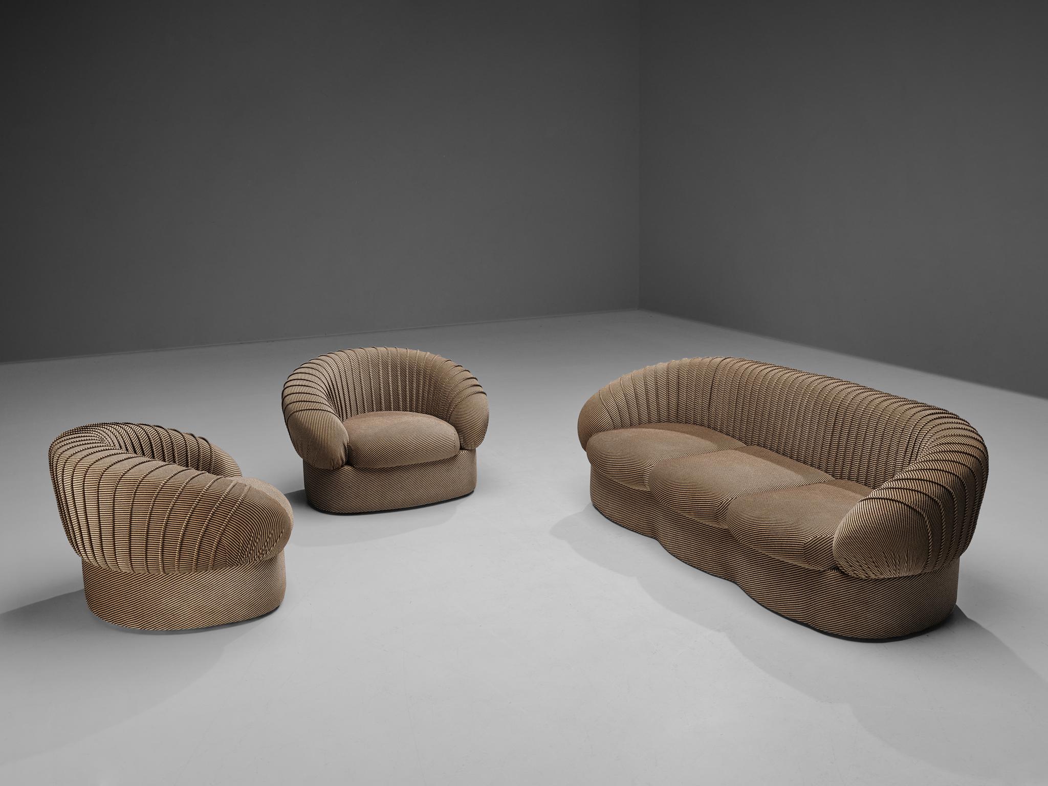 Characteristic Italian Sofa in Striped Sand Upholstery 2