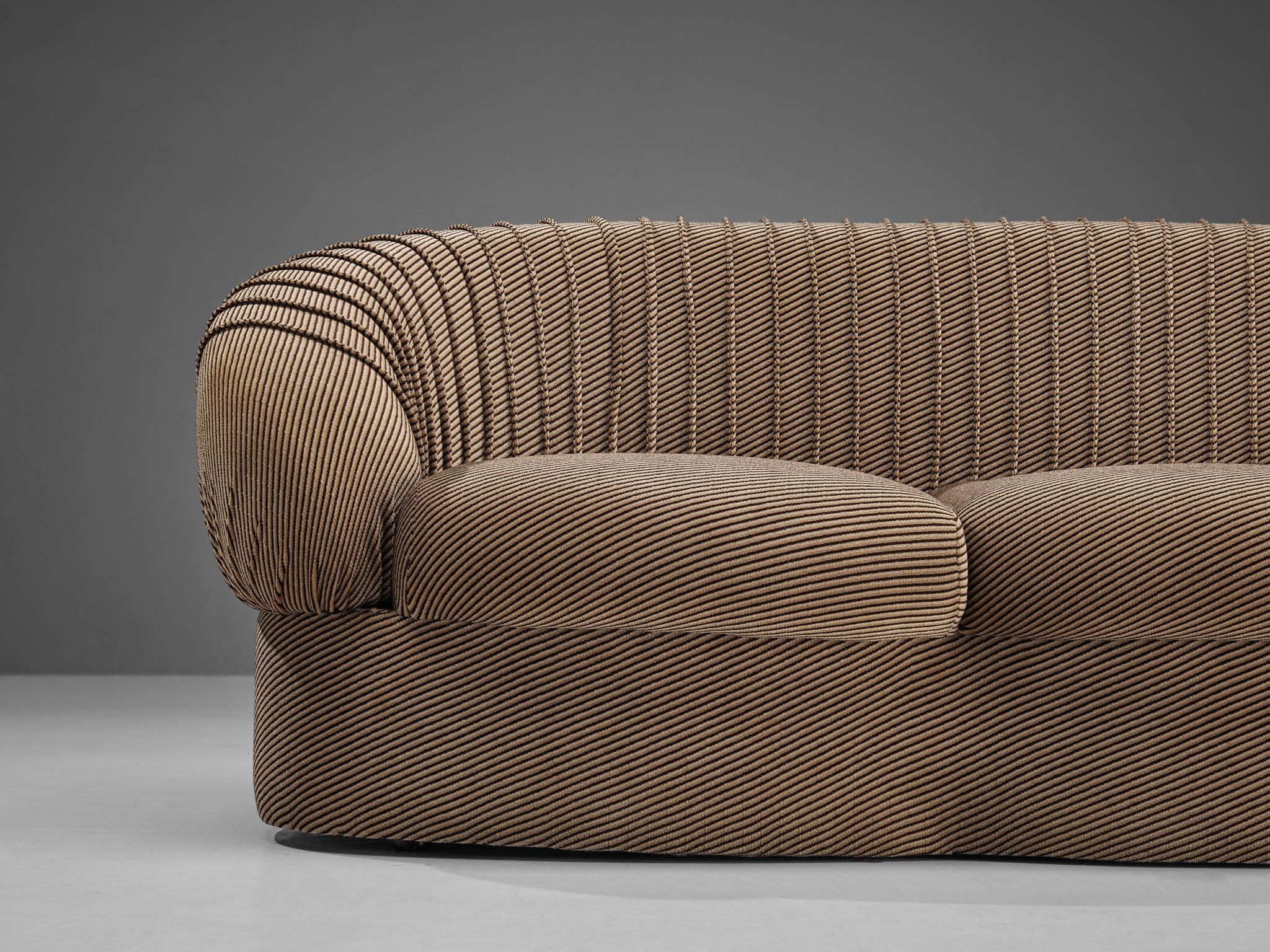 Characteristic Italian Sofa in Striped Sand Upholstery 1