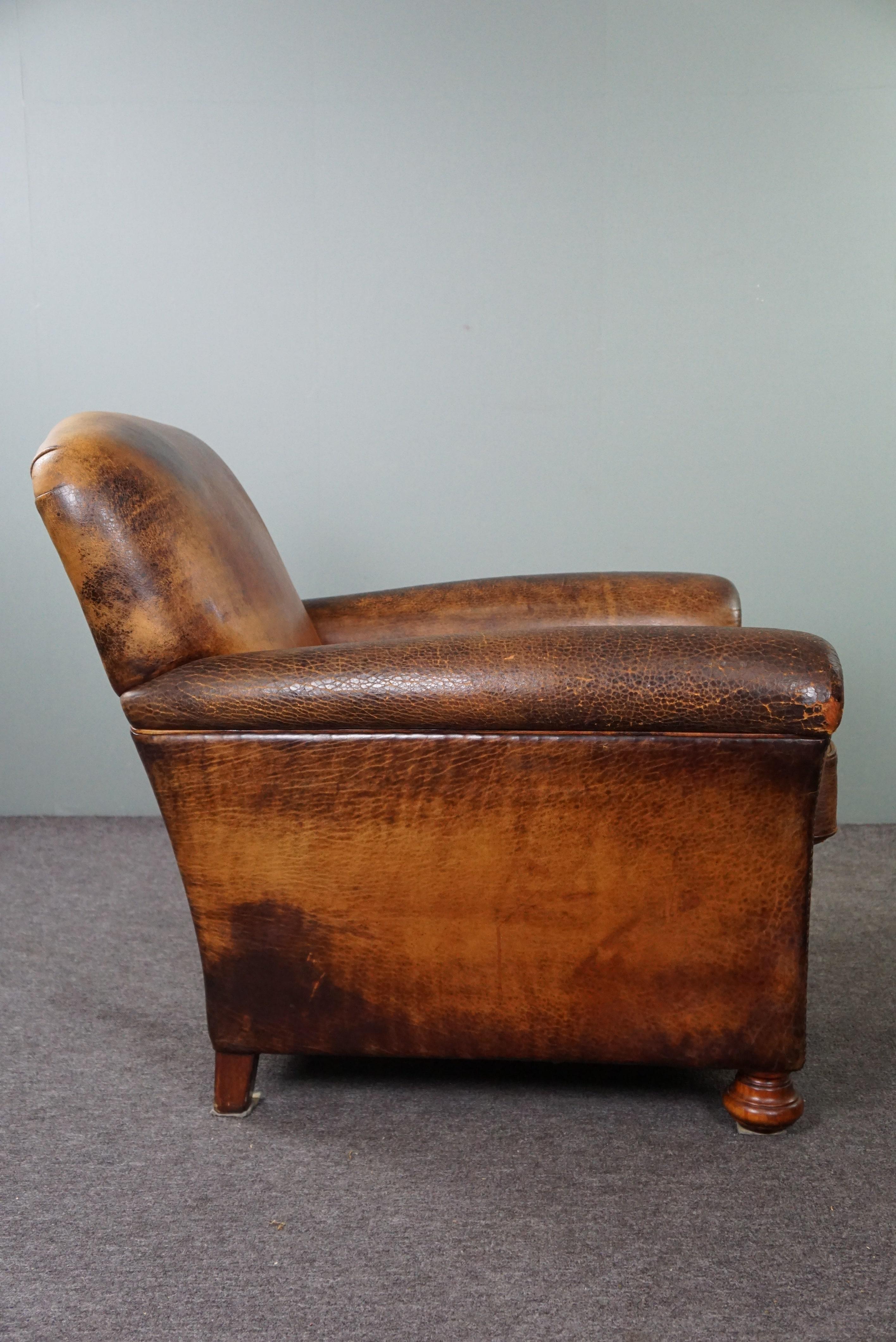 Characteristic sheep leather armchair with amazing colors In Fair Condition For Sale In Harderwijk, NL