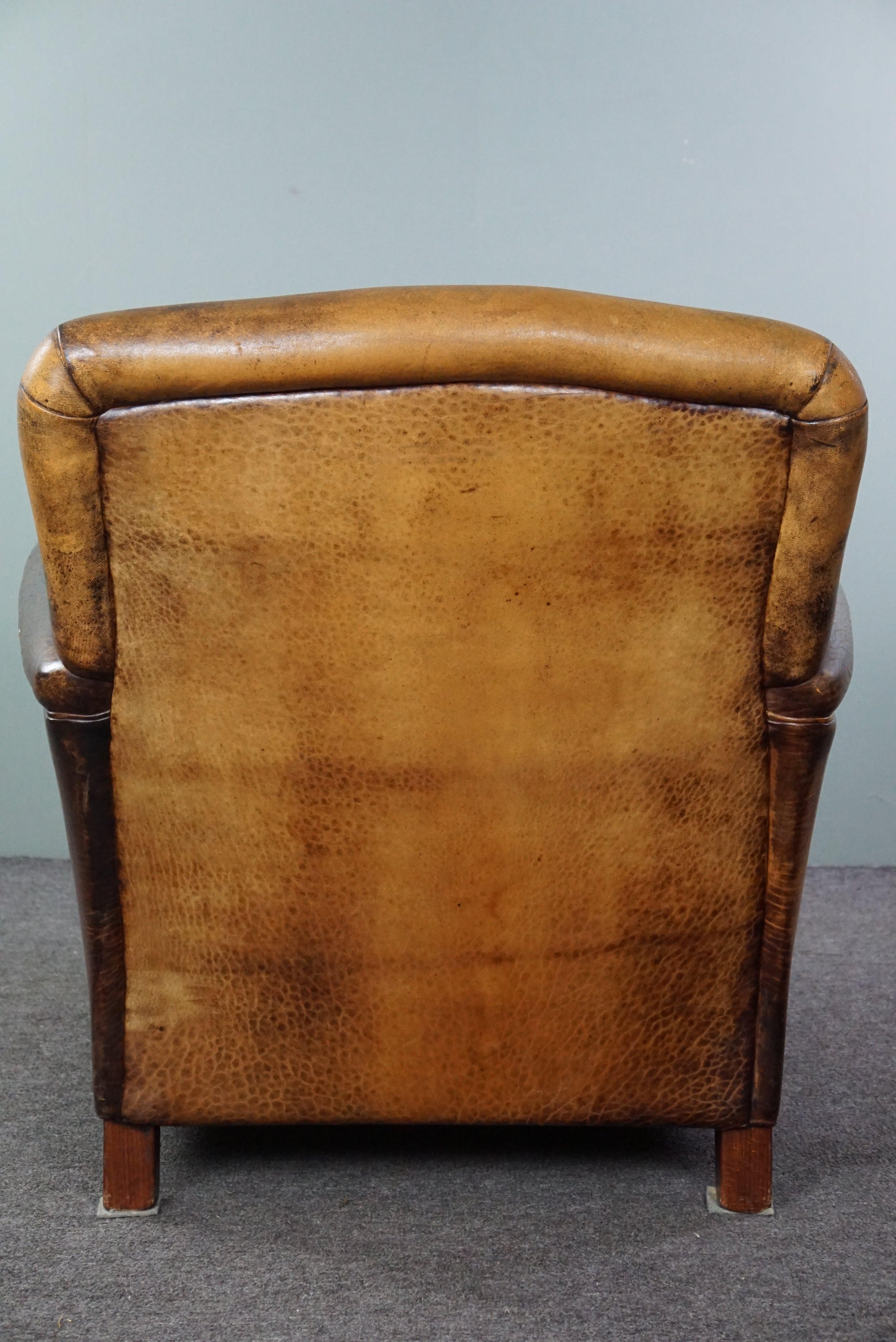 Late 20th Century Characteristic sheep leather armchair with amazing colors For Sale