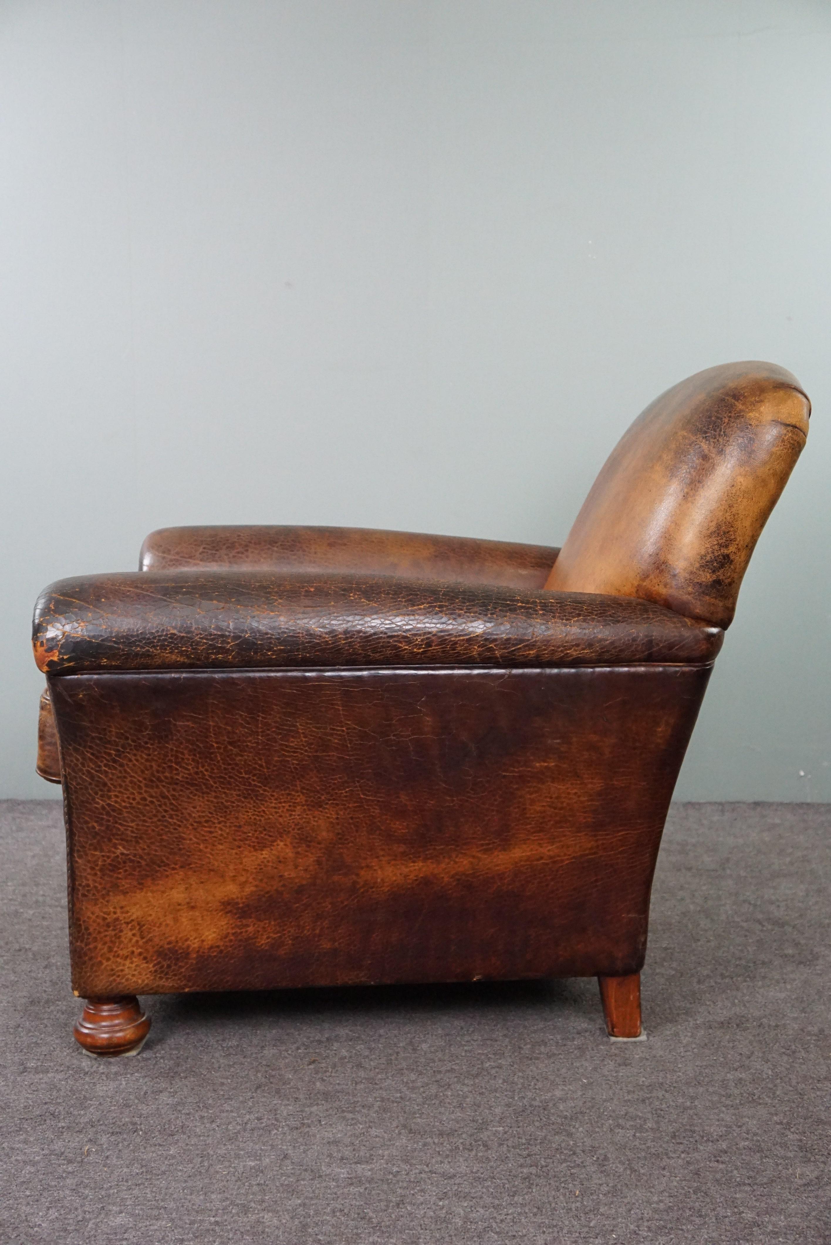 Leather Characteristic sheep leather armchair with amazing colors For Sale