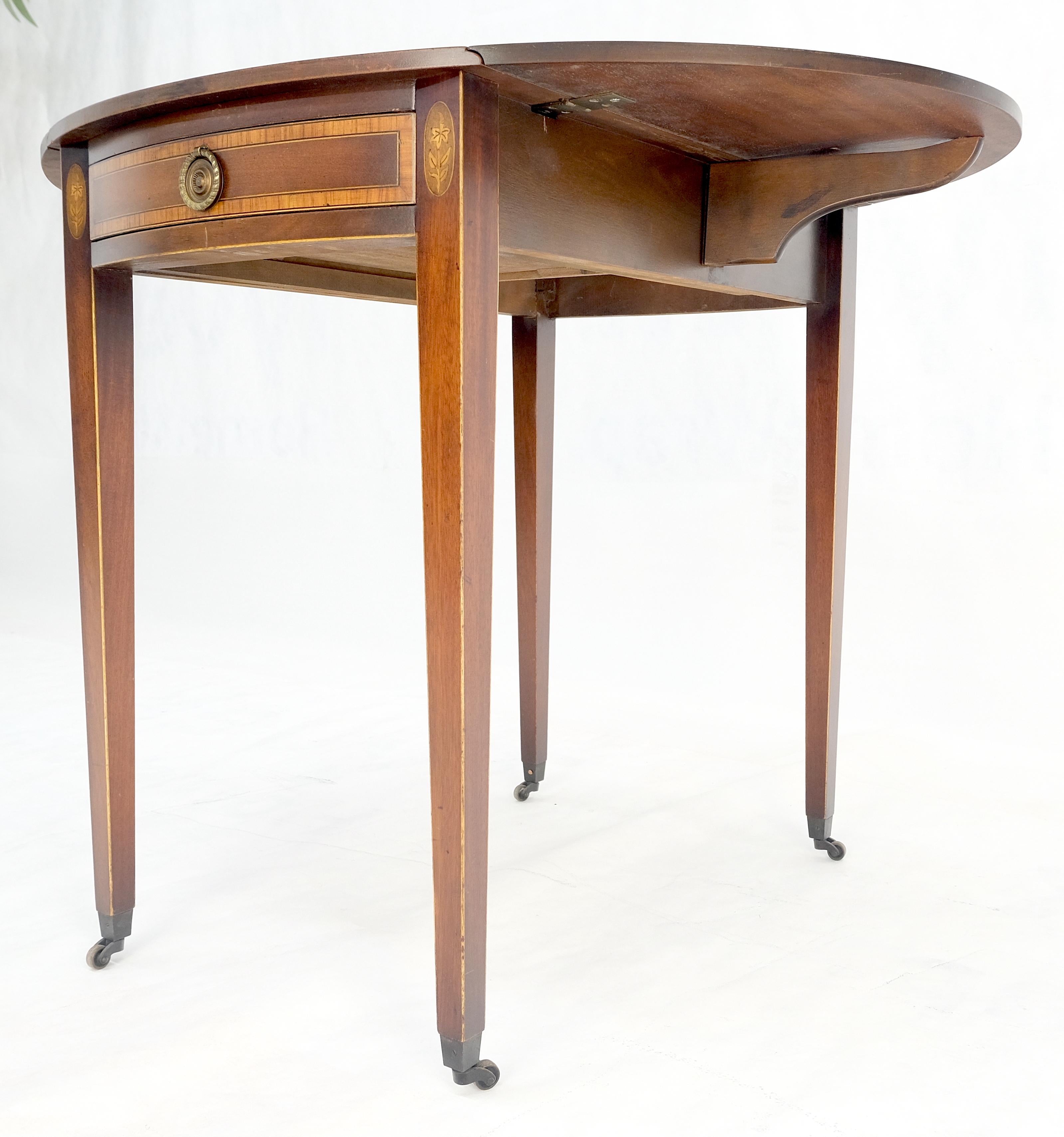 Charak Banded Mahogany Hand Made Pembroke Drop Leaf Side End Lamp Table MINT For Sale 5