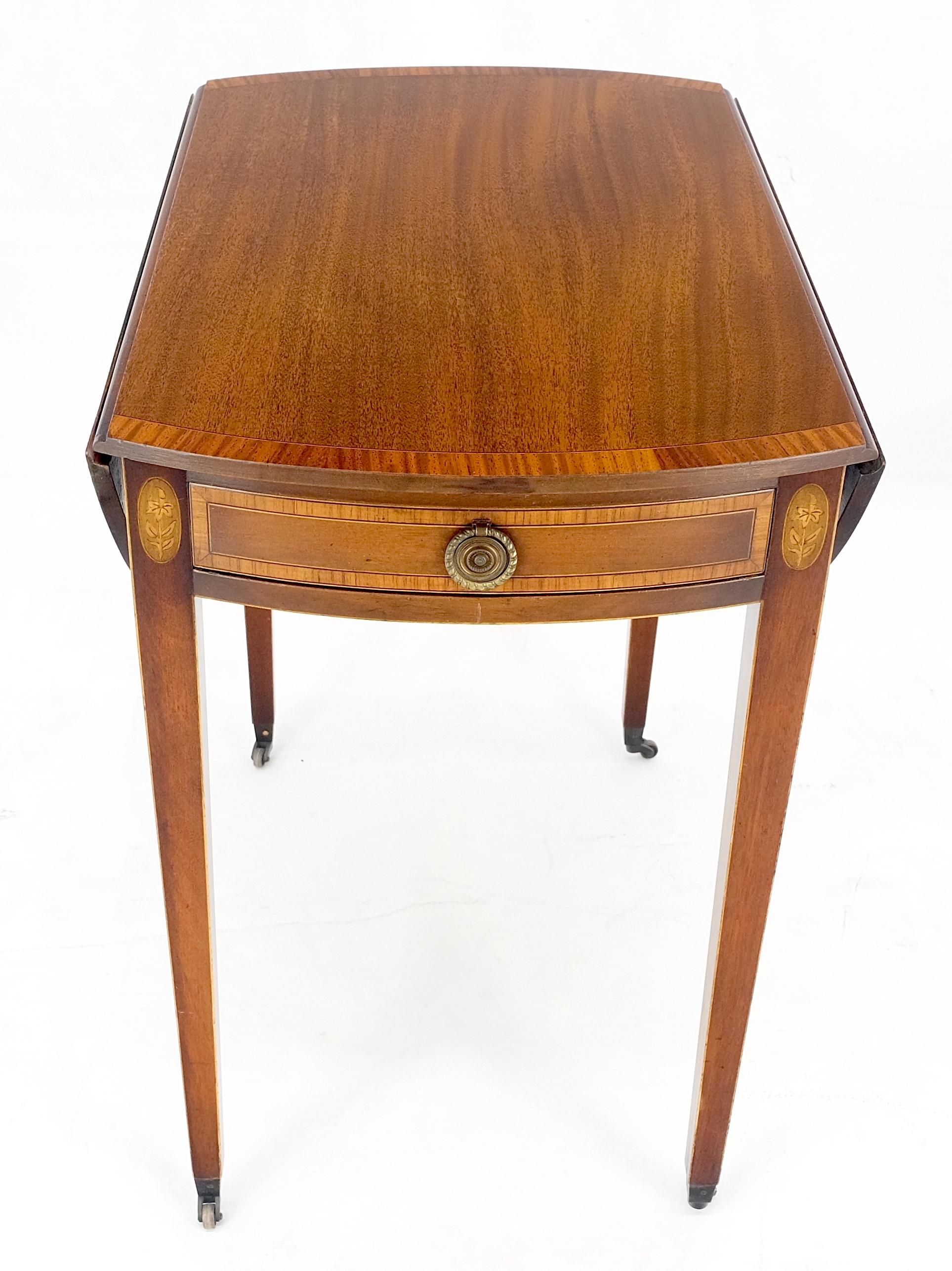 Charak Banded Mahogany Hand Made Pembroke Drop Leaf Side End Lamp Table MINT For Sale 6