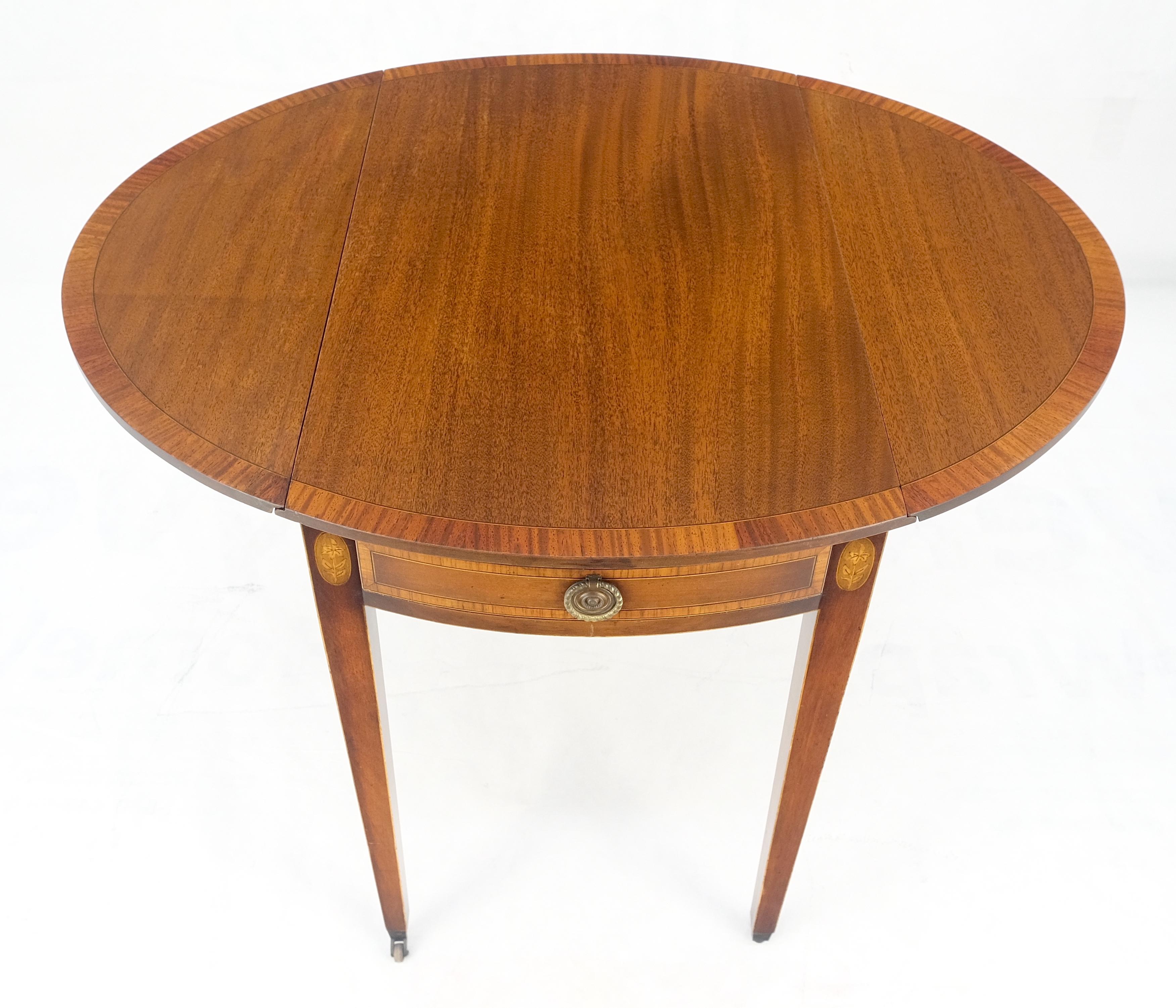 Charak Banded Mahogany Hand Made Pembroke Drop Leaf Side End Lamp Table MINT For Sale 7