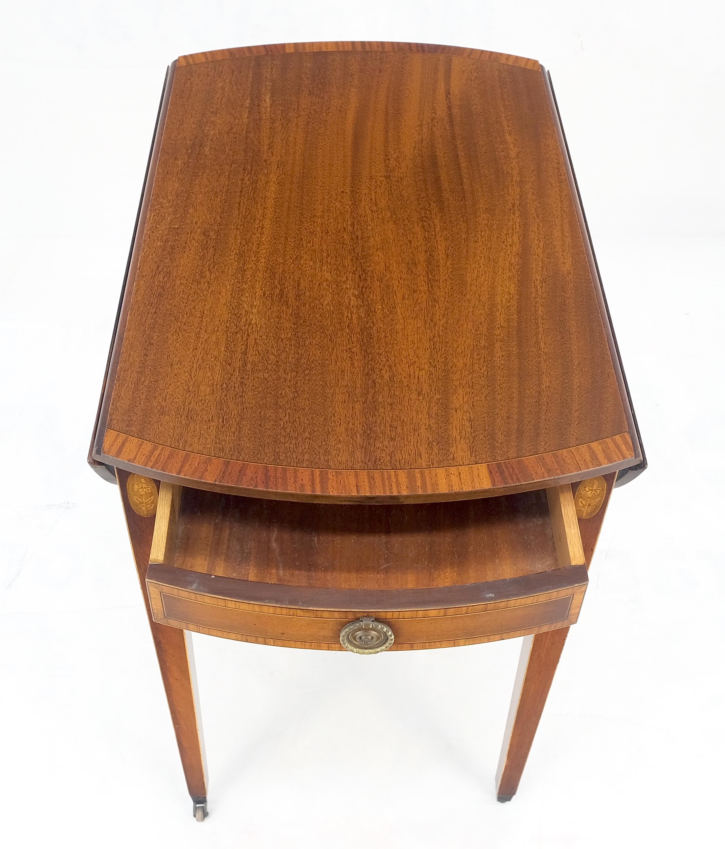 Charak Banded Mahogany Hand Made Pembroke Drop Leaf Side End Lamp Table MINT For Sale 8