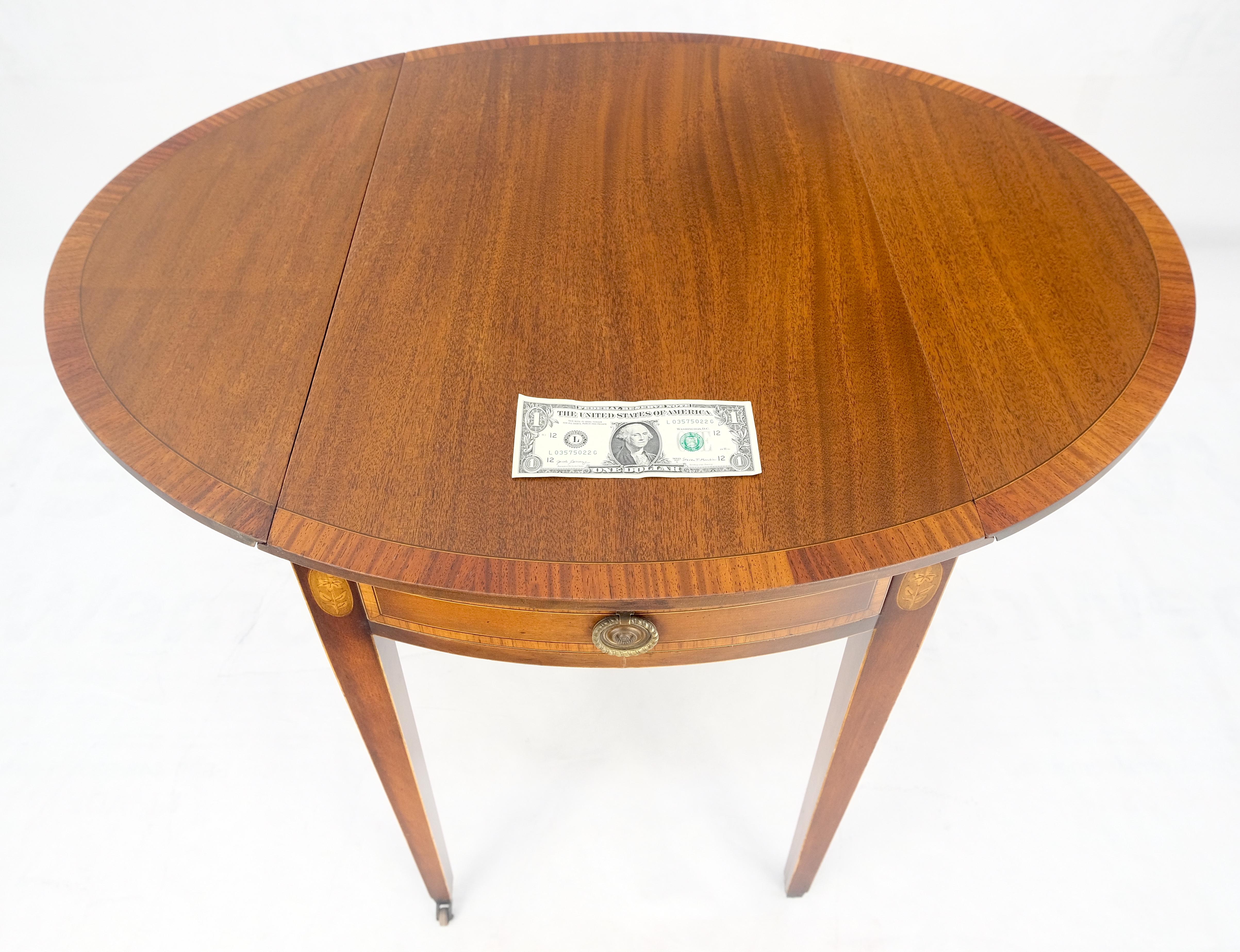 Charak Banded Mahogany Hand Made Pembroke Drop Leaf Side End Lamp Table MINT For Sale 9