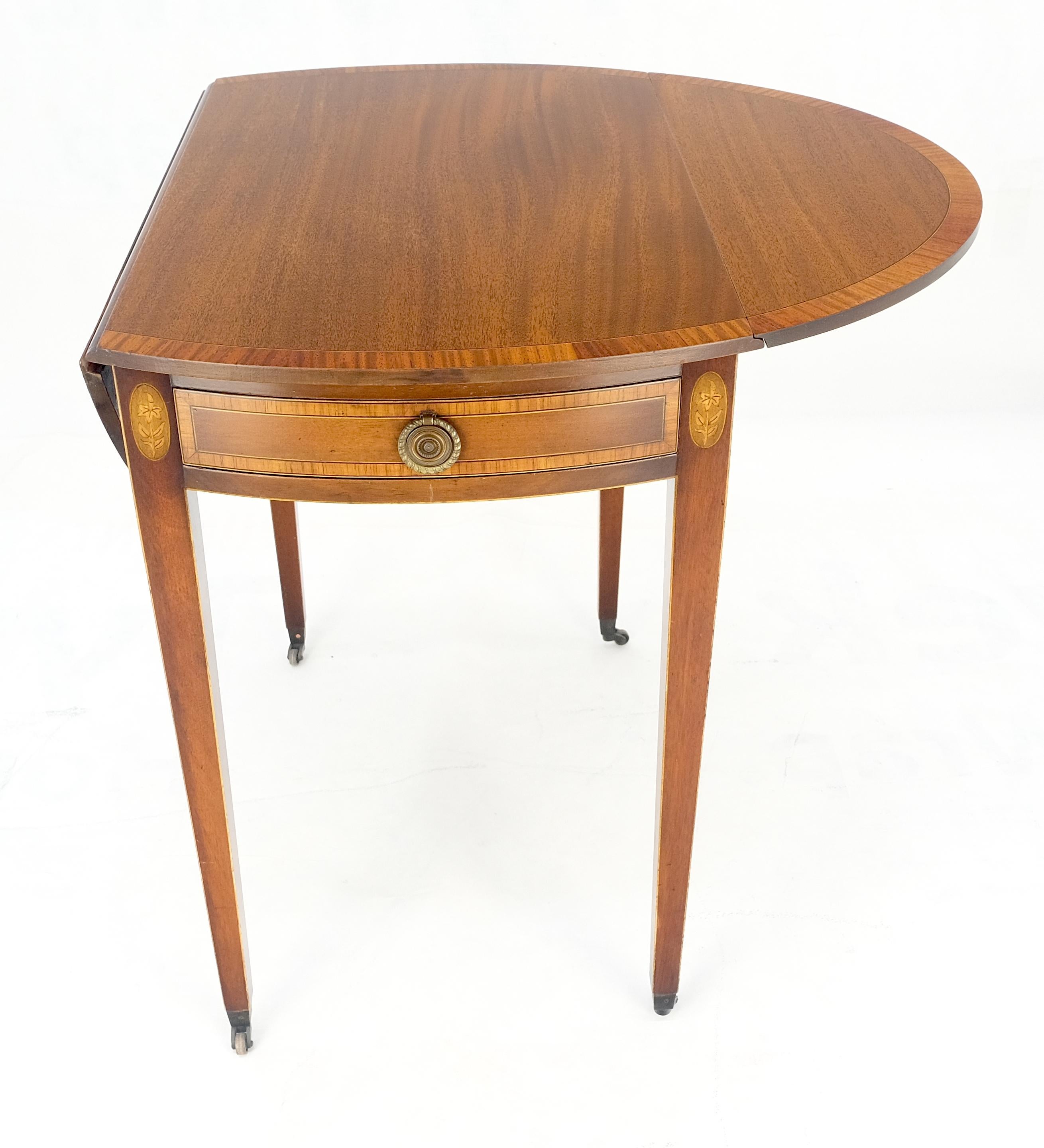 Charak Banded Mahogany Hand Made Pembroke Drop Leaf Side End Lamp Table MINT
 Closed width dimensions is 18