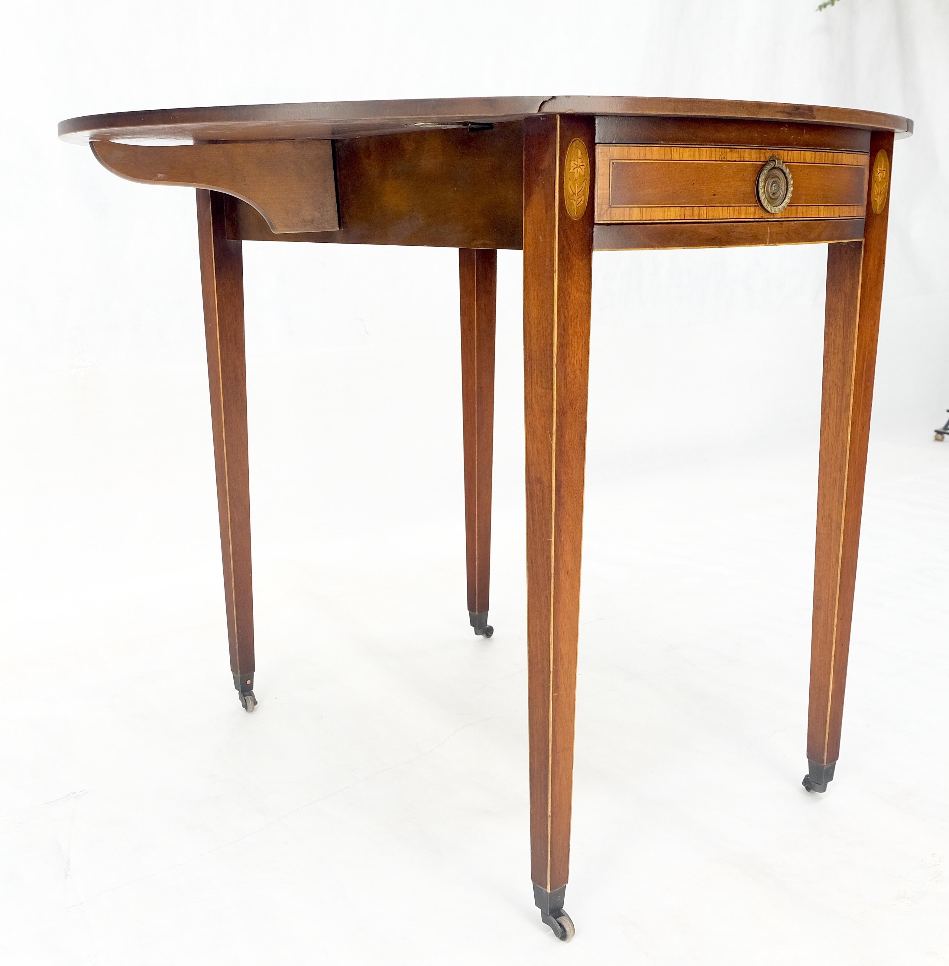 20th Century Charak Banded Mahogany Hand Made Pembroke Drop Leaf Side End Lamp Table MINT For Sale