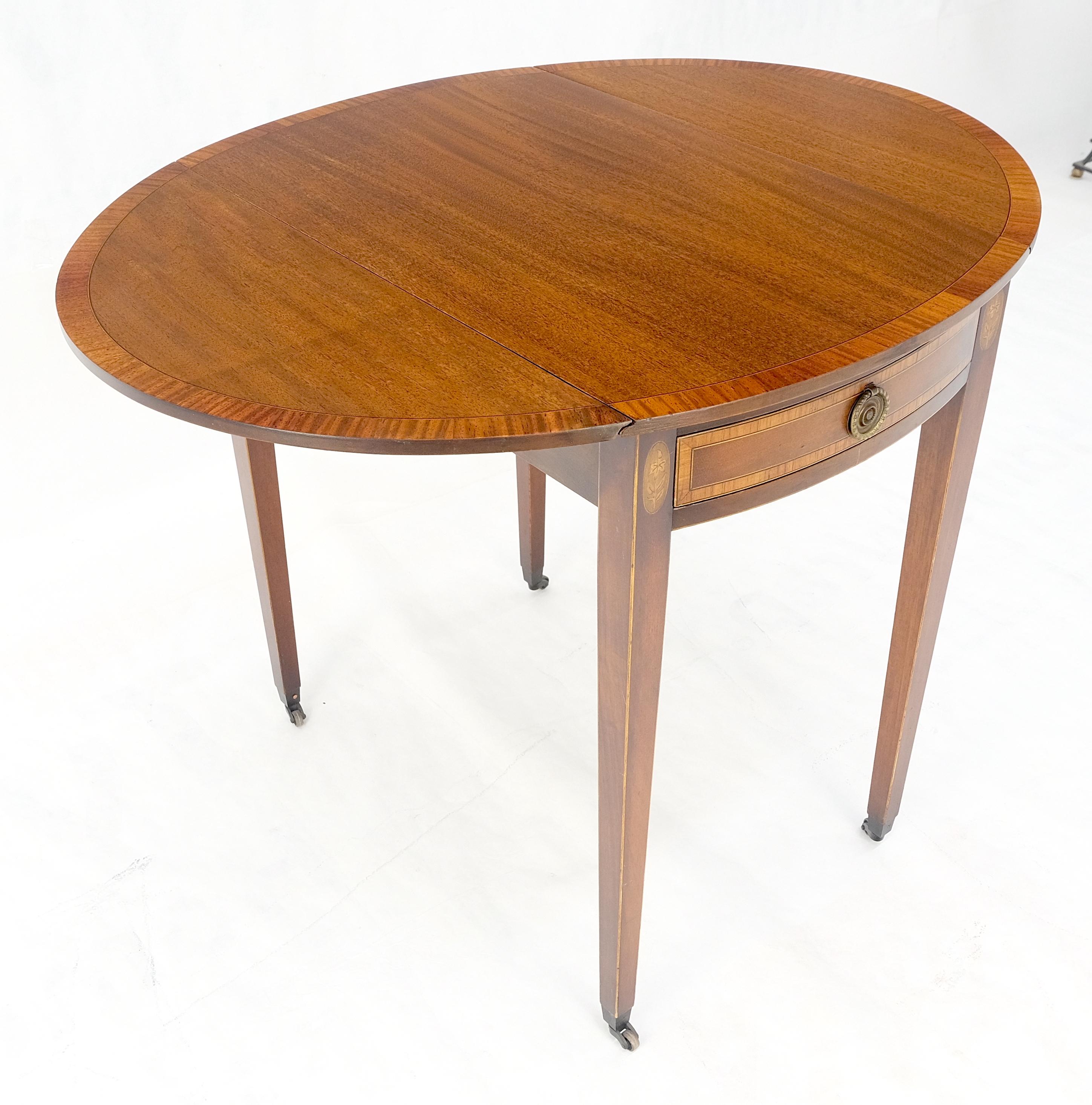 Charak Banded Mahogany Hand Made Pembroke Drop Leaf Side End Lamp Table MINT For Sale 1