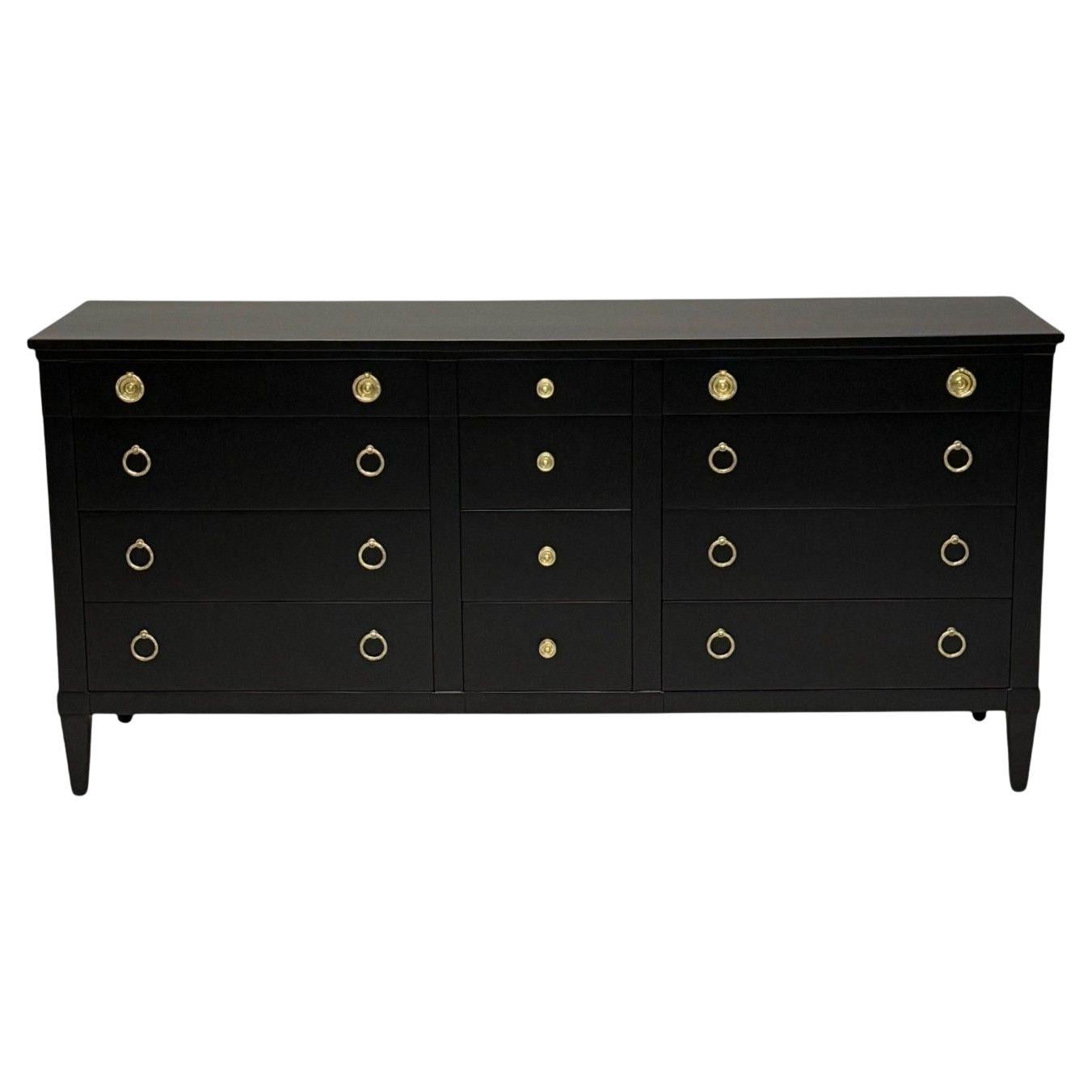 Charak, Hollywood Regency Style, Dresser, Black Painted Wood, Brass, USA, 1962