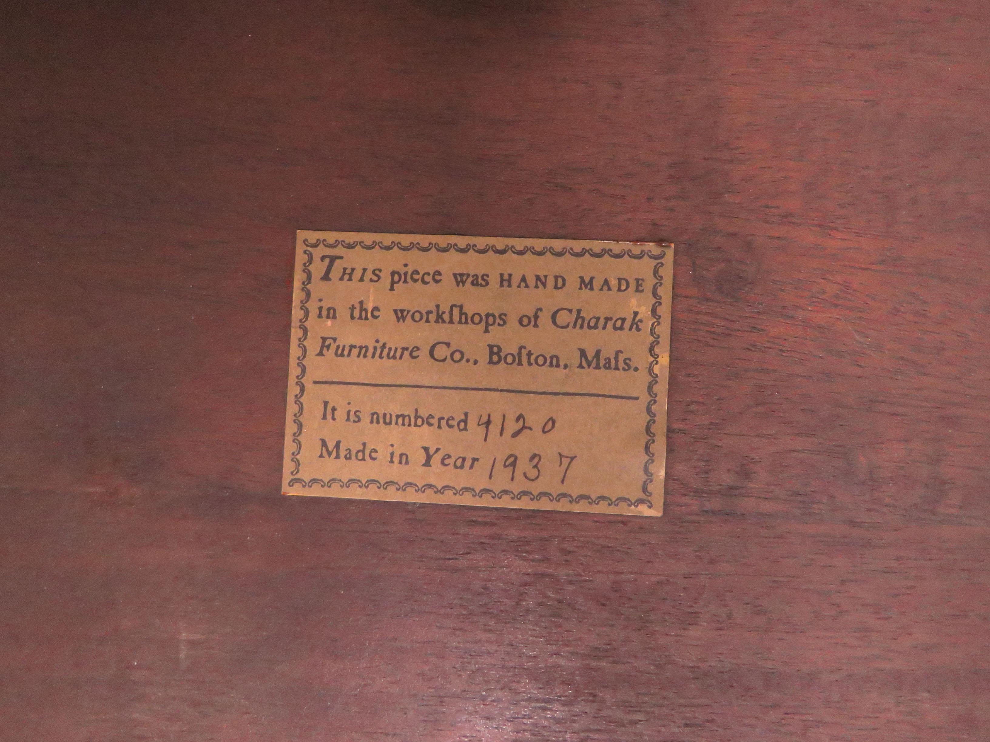 Charak Leather Topped Coffee Table in the Georgian Style, Dated 1937 7