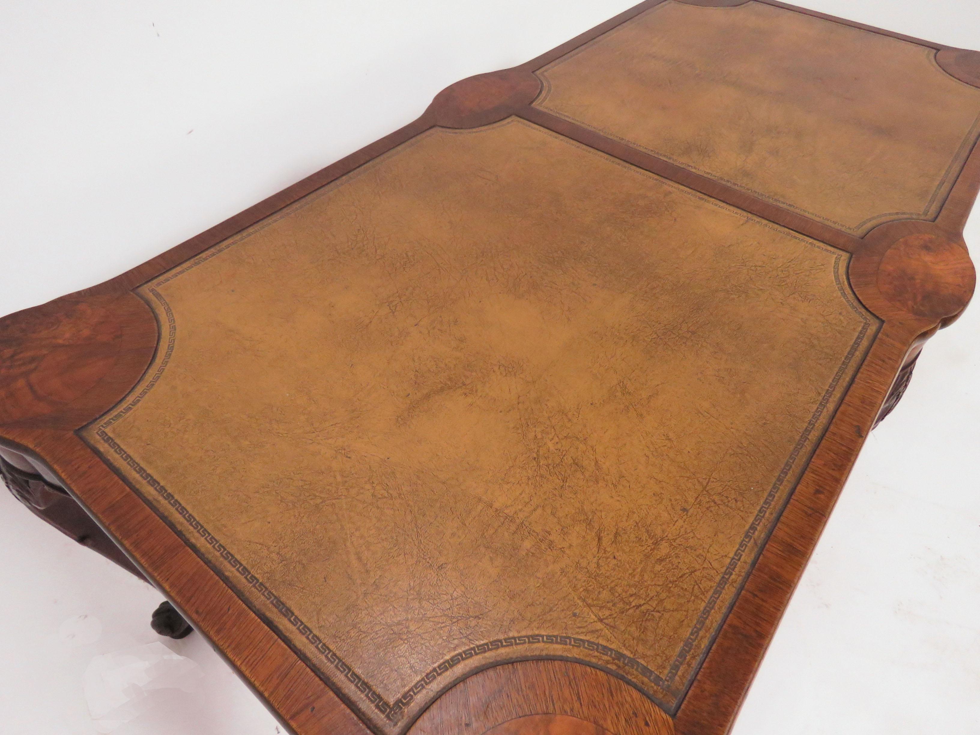 Charak Leather Topped Coffee Table in the Georgian Style, Dated 1937 1