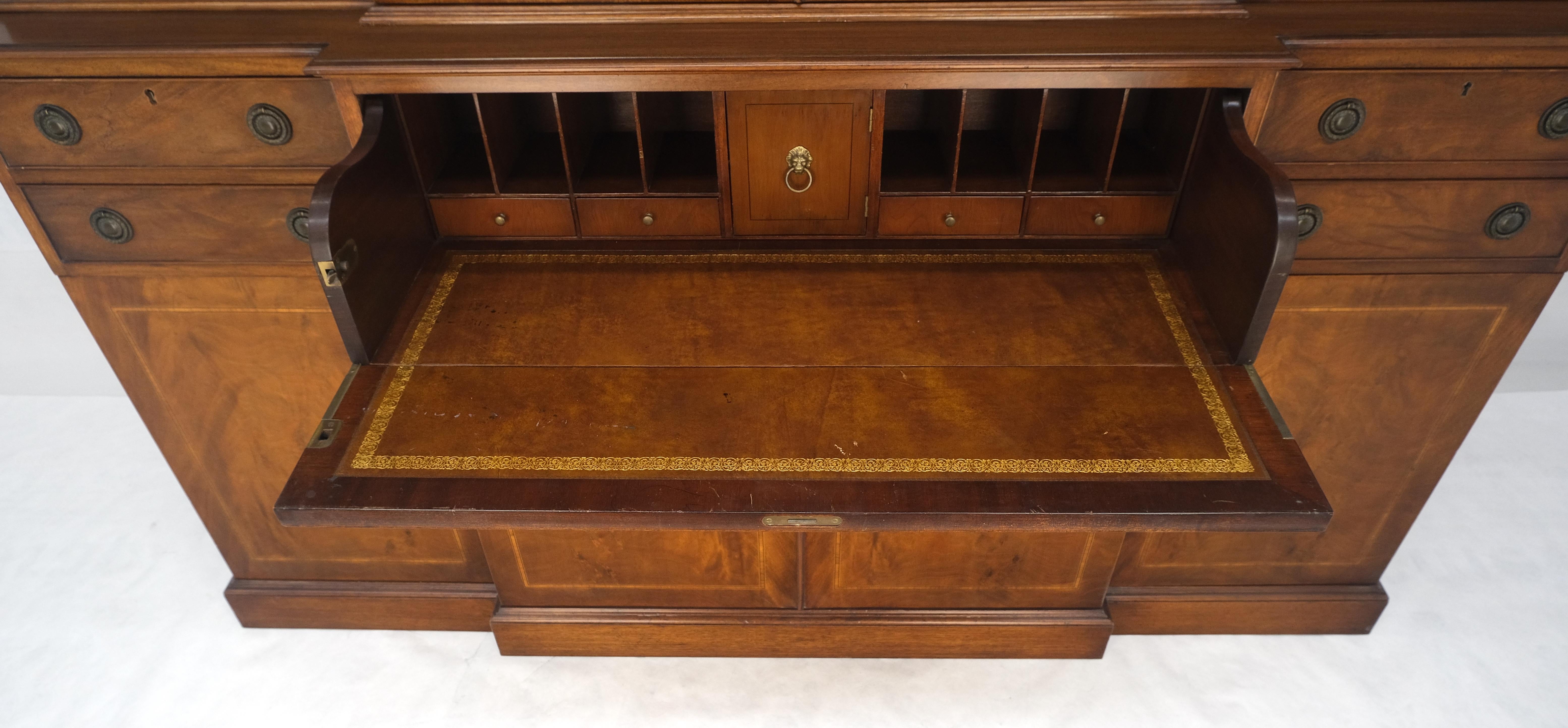Charak Mahogany Inlaid Individual Bubble Glass Butlers Desk Breakfront Cupboard For Sale 2