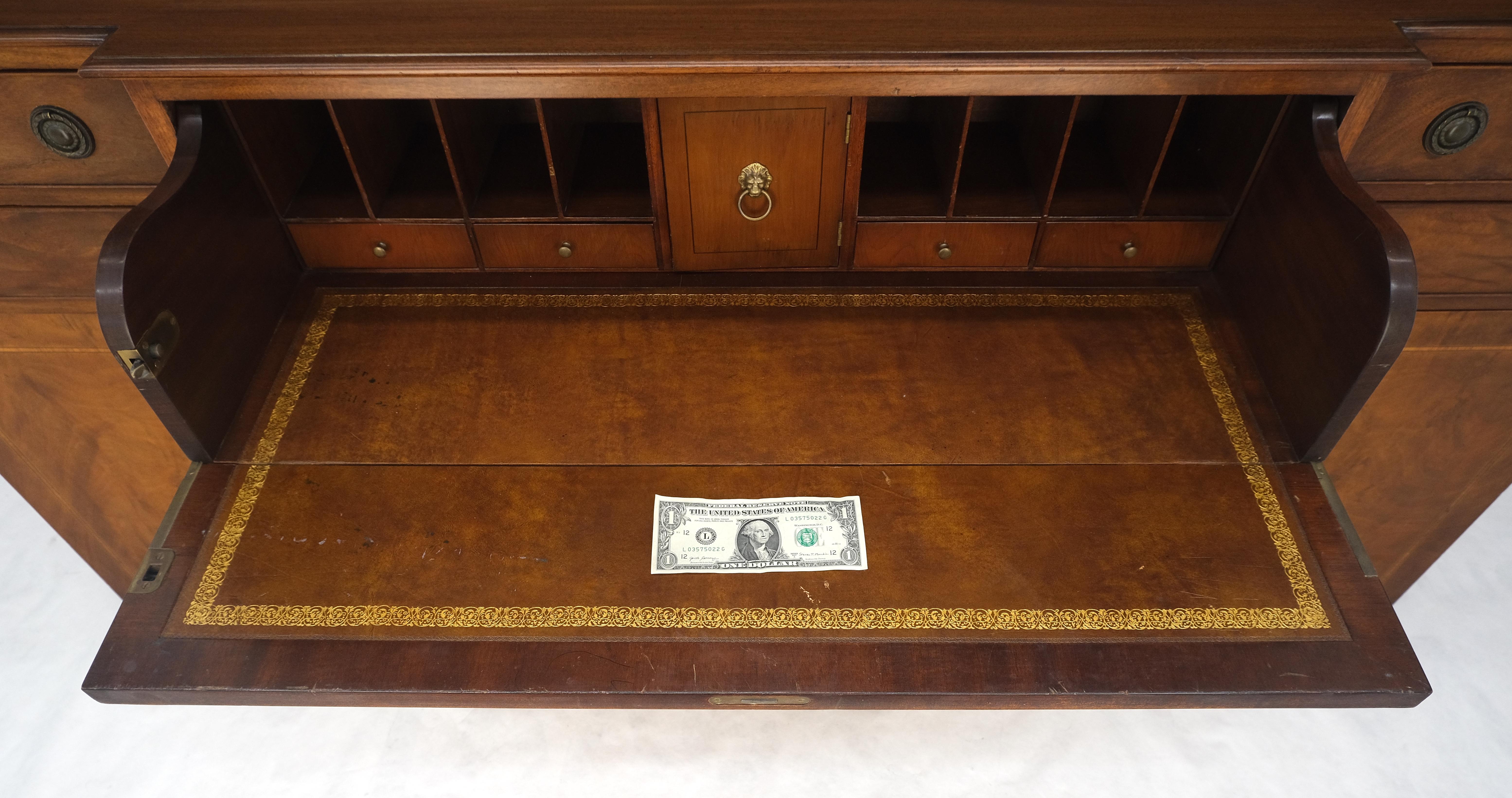 Charak Mahogany Inlaid Individual Bubble Glass Butlers Desk Breakfront Cupboard For Sale 3