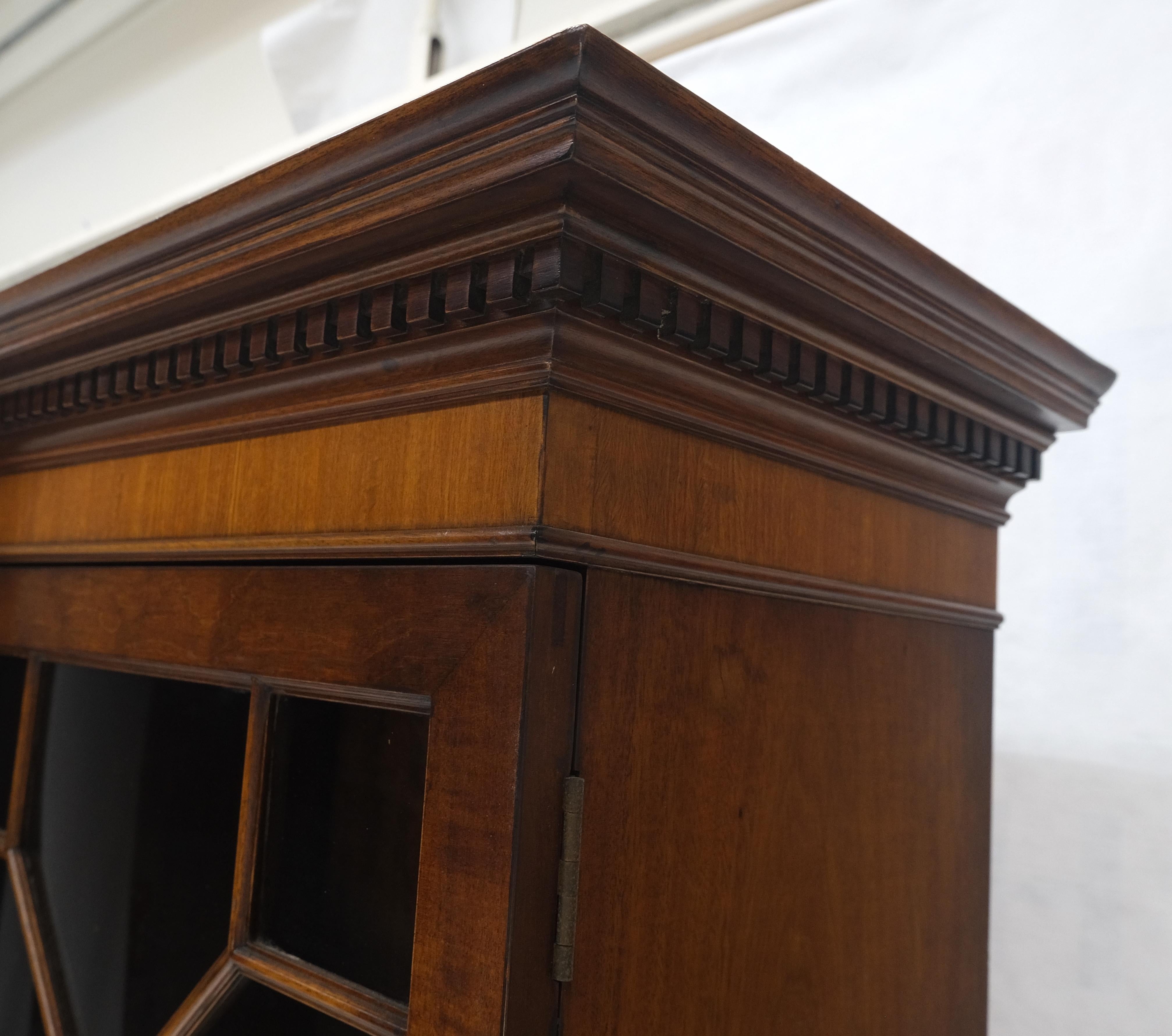American Charak Mahogany Inlaid Individual Bubble Glass Butlers Desk Breakfront Cupboard For Sale