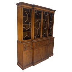 Charak Mahogany Inlaid Individual Bubble Glass Butlers Desk Breakfront Cupboard