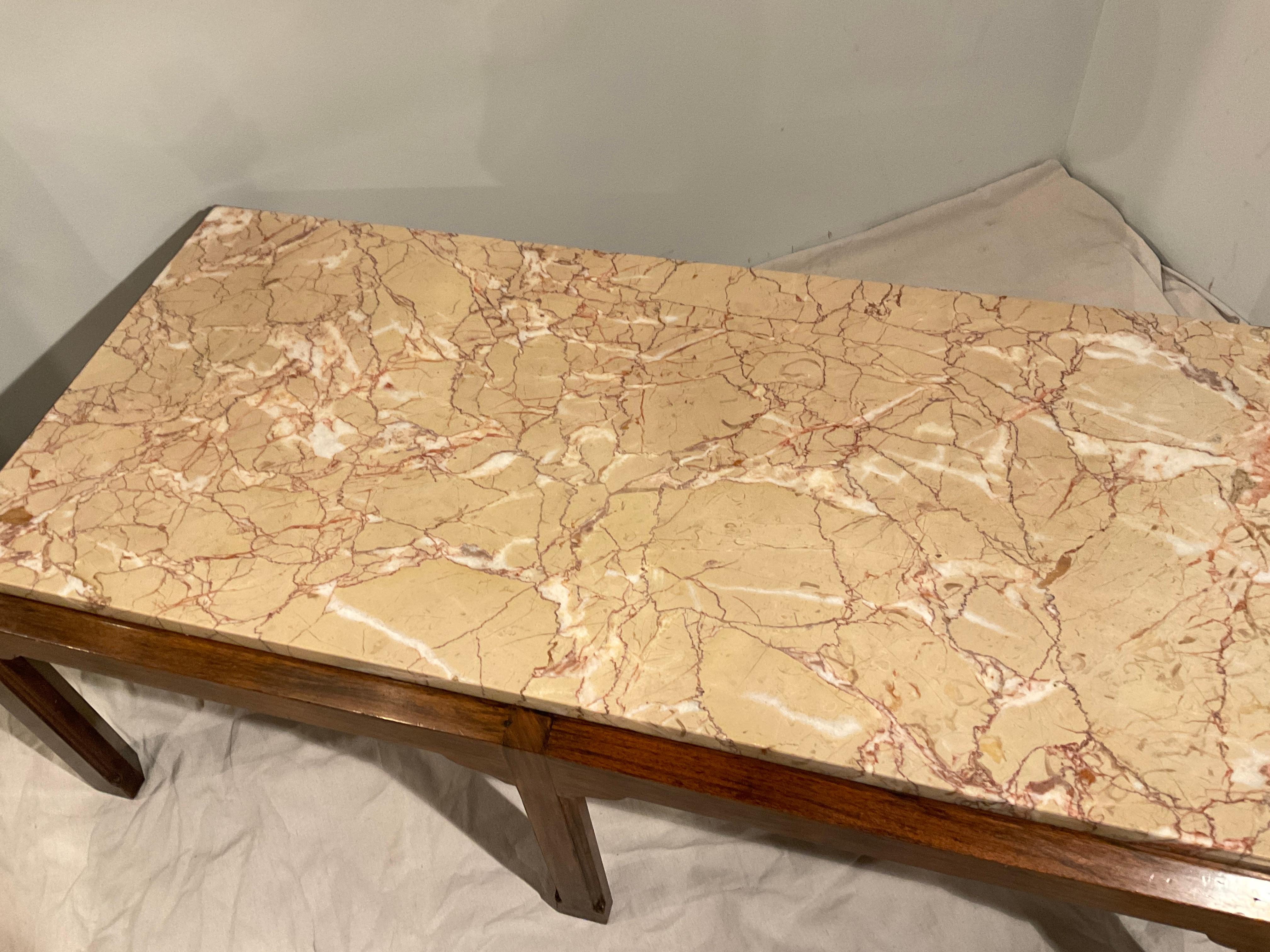 Mid-20th Century Charak Marble Top Coffee Table On Wood Base For Sale