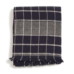 Charco Handloom Throw / Blanket Black Organic Cotton Checks Pattern
