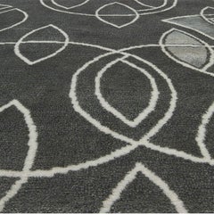 Charcoal Abstract Geometric and Silk Design "Orbit Lace" by Doris Leslie Blau