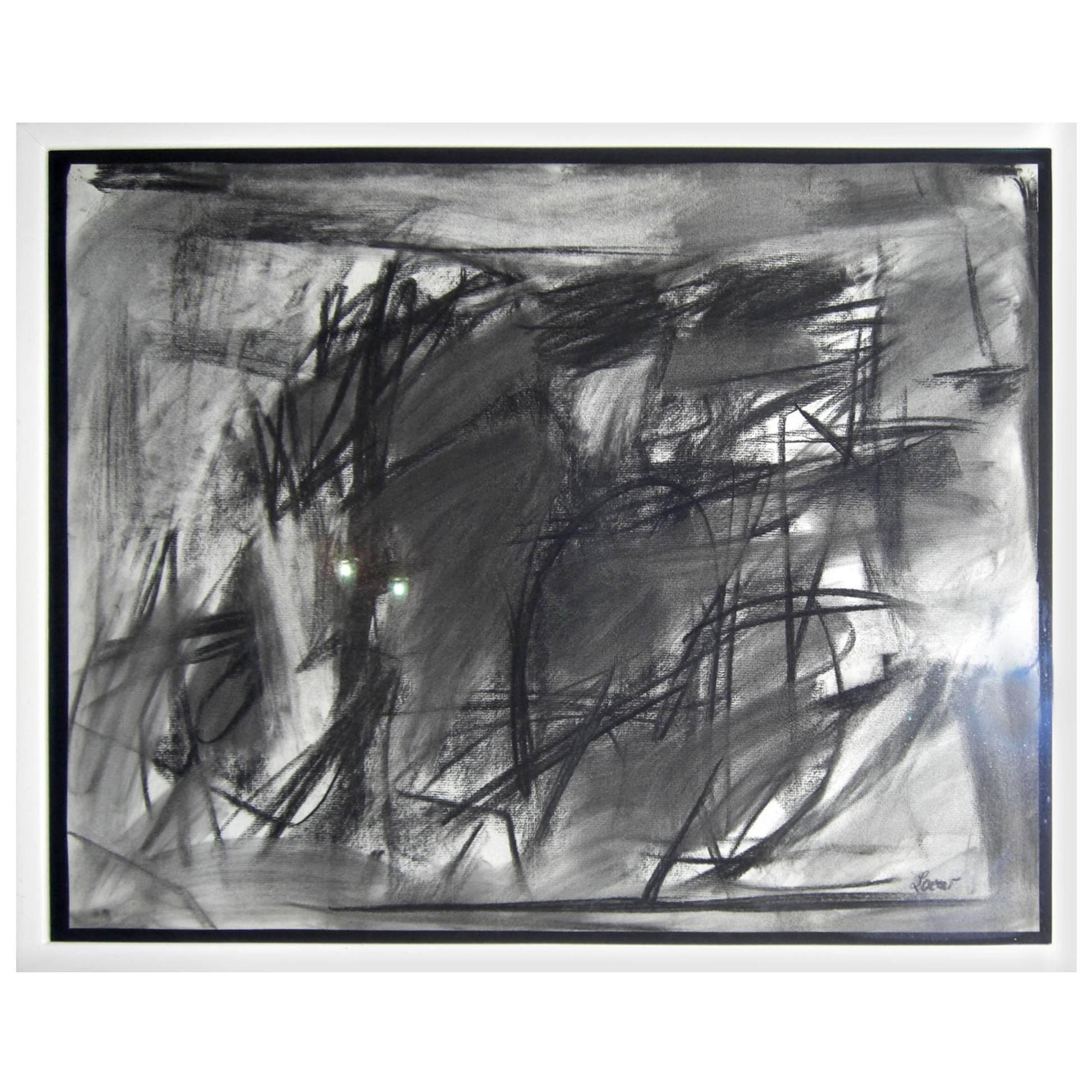 Charcoal Abstract of Geometric Forms on Paper For Sale