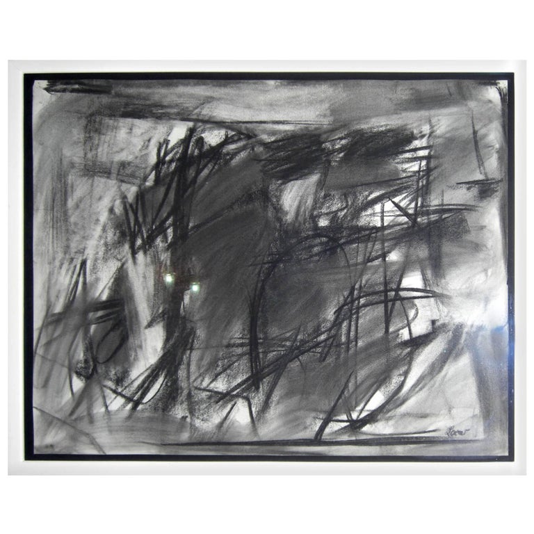 Charcoal Abstract of Geometric Forms on Paper For Sale at 1stDibs