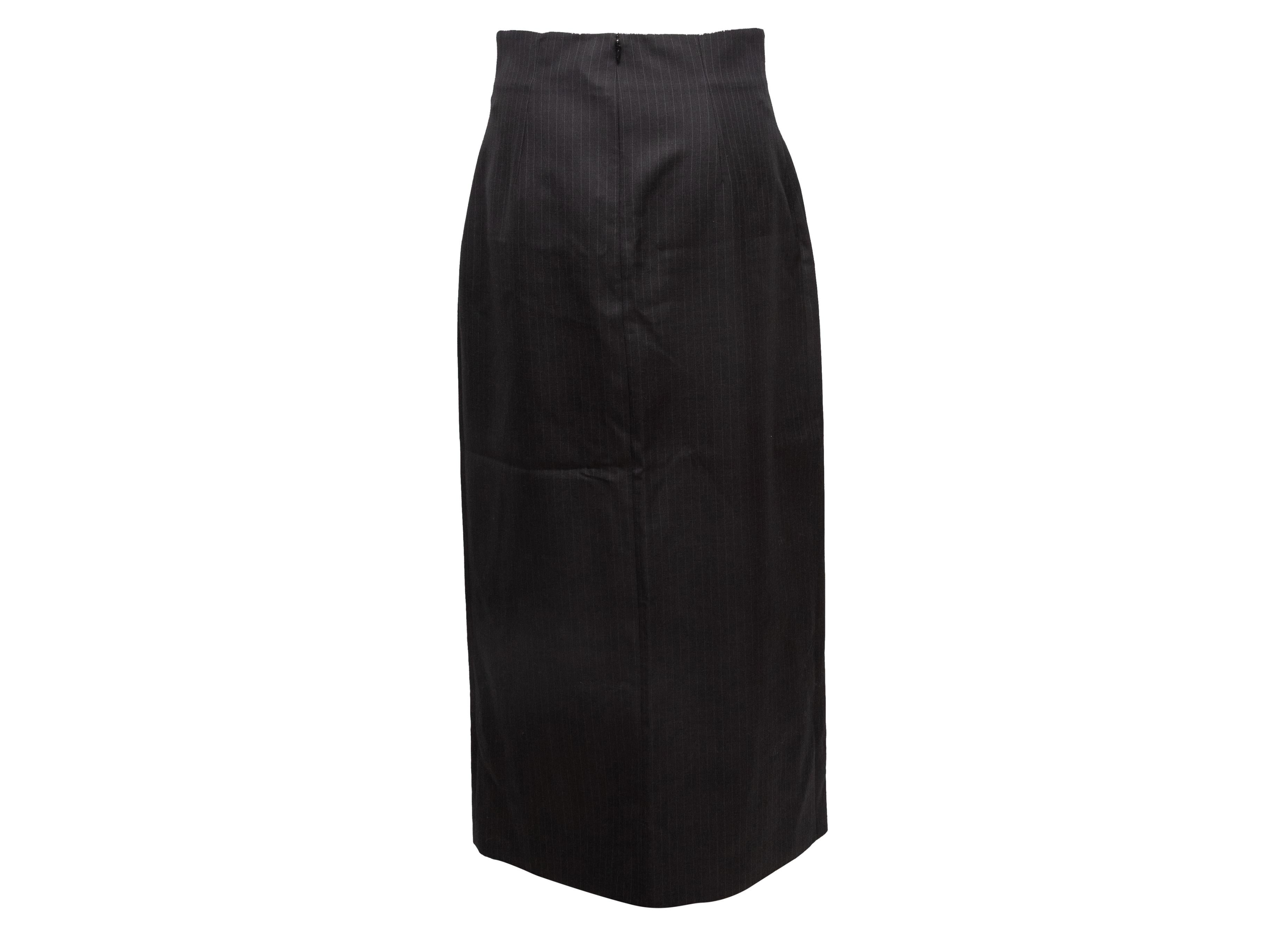 Jupe à rayures en laine Alexander McQueen anthracite Taille IT 44 en vente 1