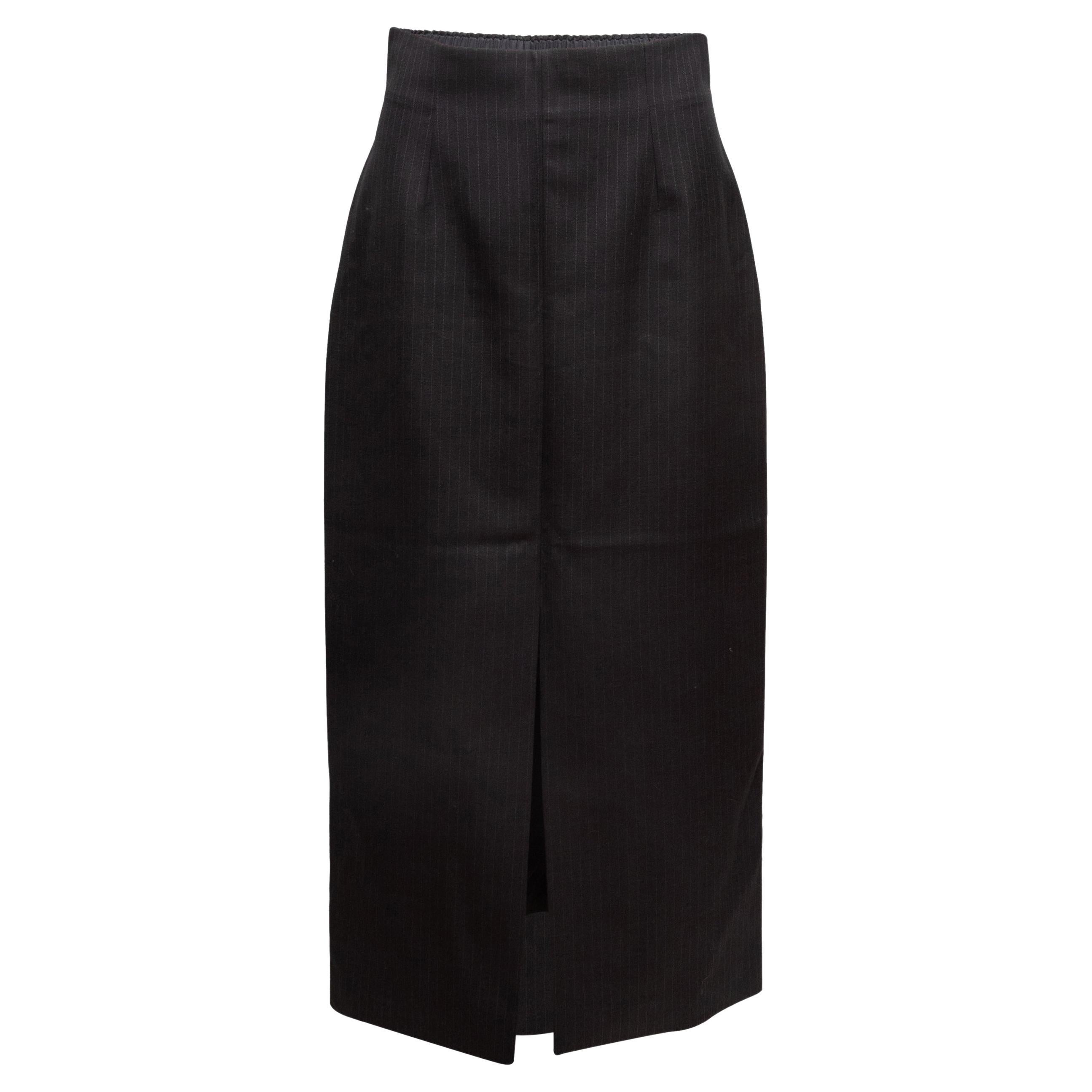 Jupe à rayures en laine Alexander McQueen anthracite Taille IT 44 en vente