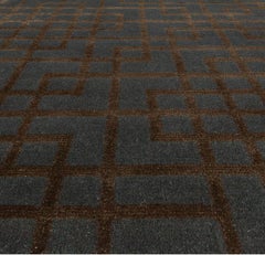 Charcoal and Brown Interlocking Custom Rug "Mazewood" by Doris Leslie Blau