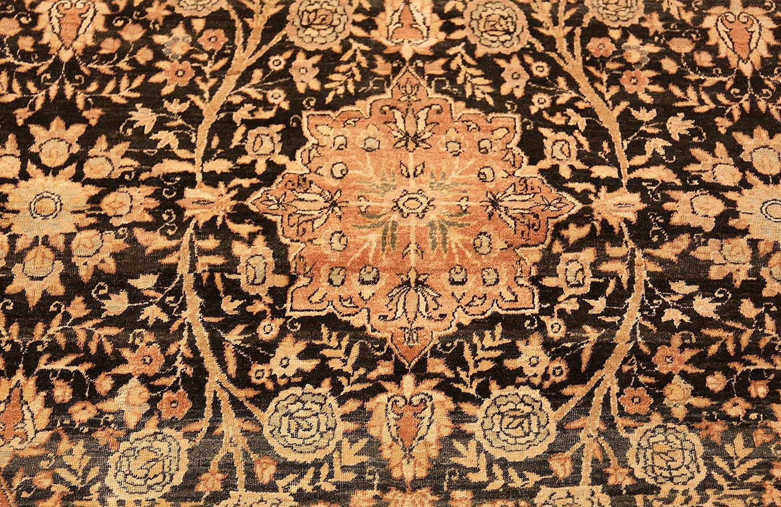 Kirman Charcoal Antique Persian Kerman Rug. Size: 9 ft 9 in x 14 ft 6 in For Sale
