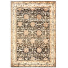 Charcoal Antique Persian Kerman Rug. Size: 9 ft 9 in x 14 ft 6 in