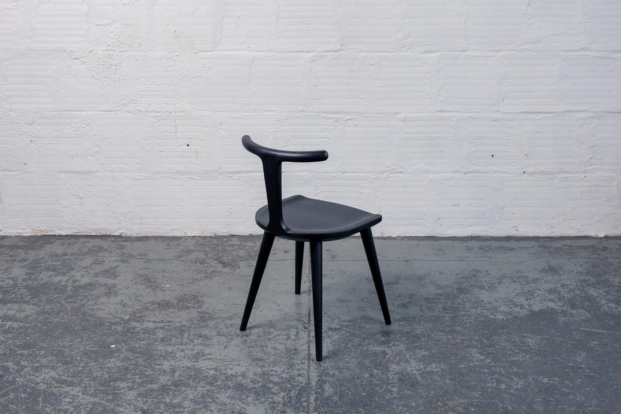 Modern Charcoal Ash Oxbend Chair by Fernweh Woodworking For Sale