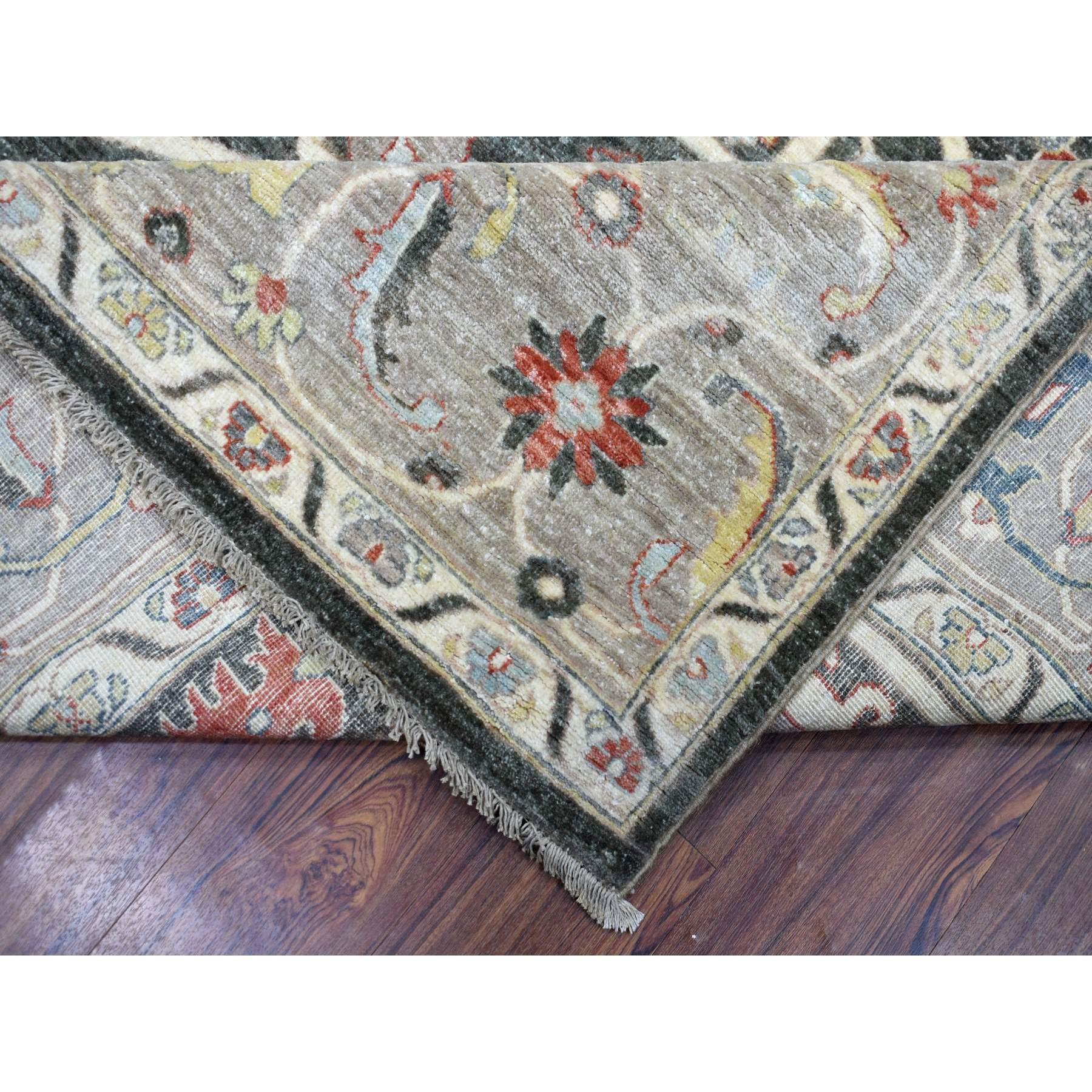 Laine Noir anthracite Afghan Peshawar Extra Soft Wool Tapis noué à la main 9'3