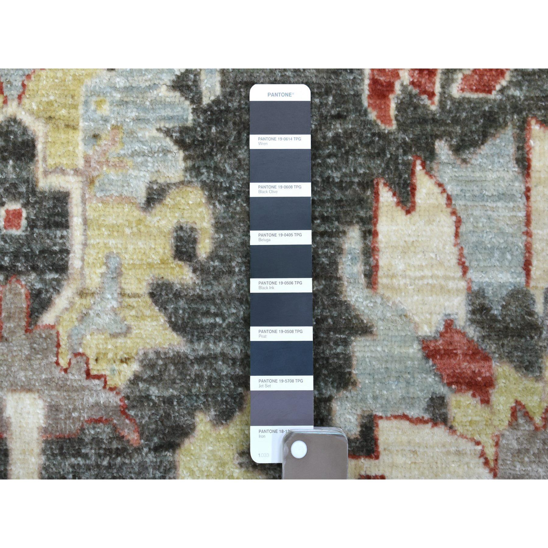 Noir anthracite Afghan Peshawar Extra Soft Wool Tapis noué à la main 9'3
