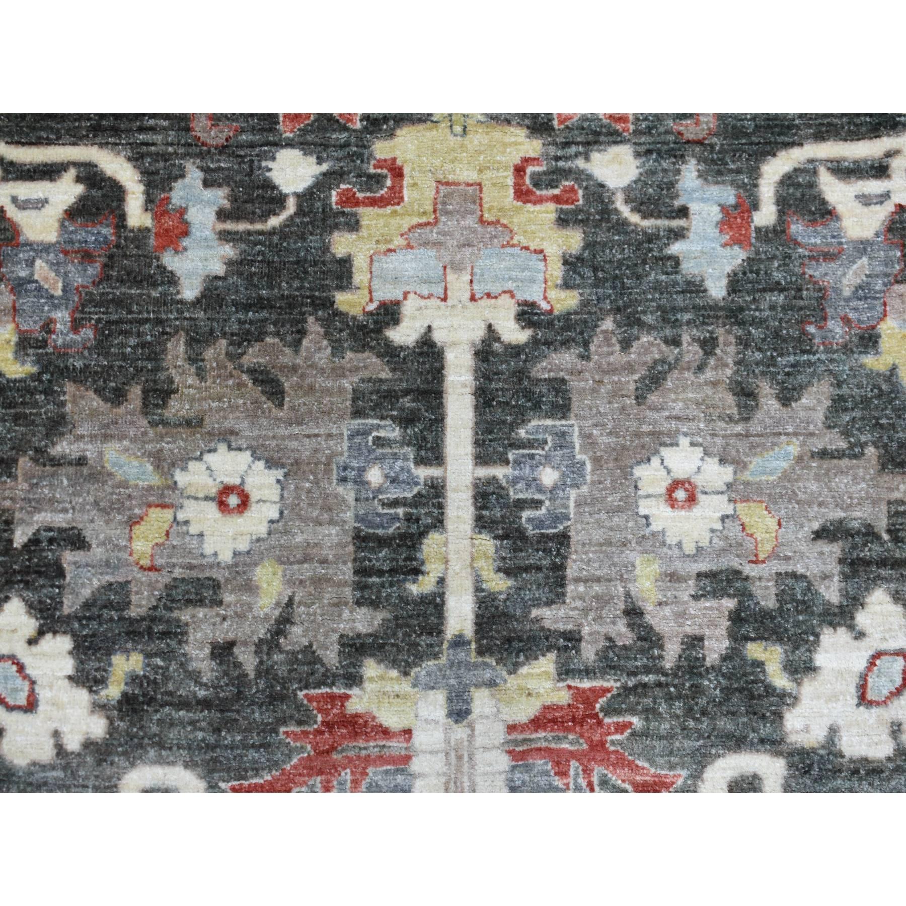 Noir anthracite Afghan Peshawar Extra Soft Wool Tapis noué à la main 9'3