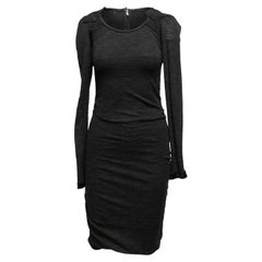 Charcoal & Black Dolce & Gabbana Virgin Wool Long Sleeve Dress