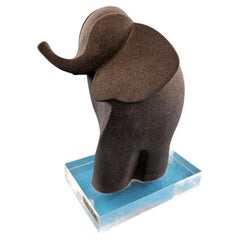 7" Holzkohle-Schwarze Elefanten-Skulptur von Cristina Puell, signiert vom Künstler
