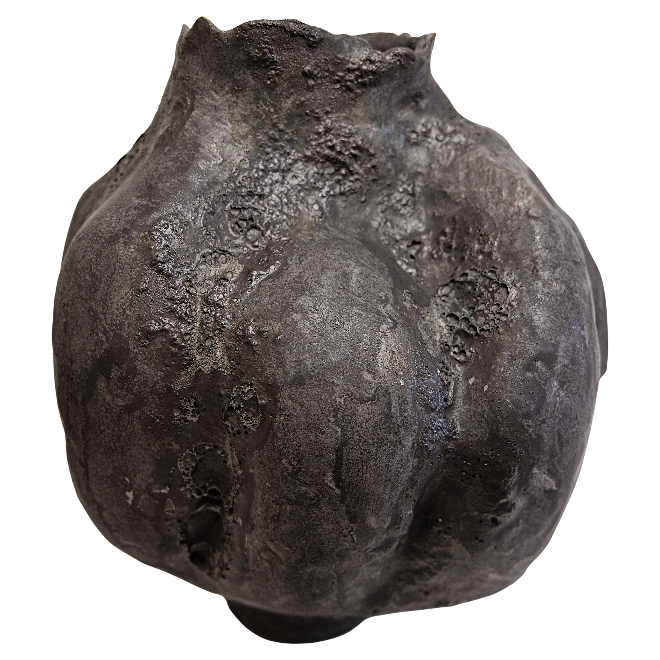 Charcoal Black Lava Gourd Vase II