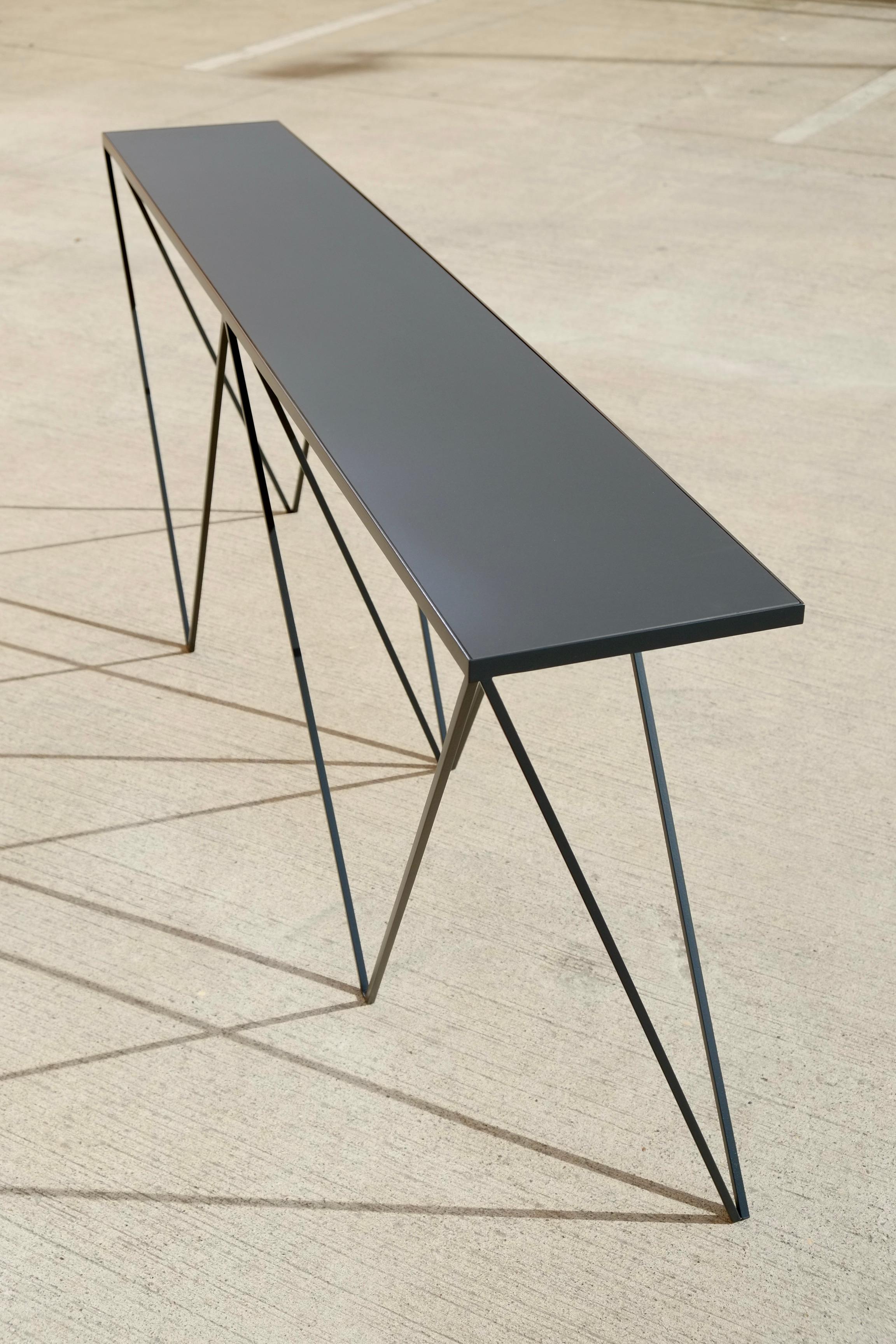Modern Charcoal Black Long Slim Giraffe Console Table - Customisable Colour & Size For Sale