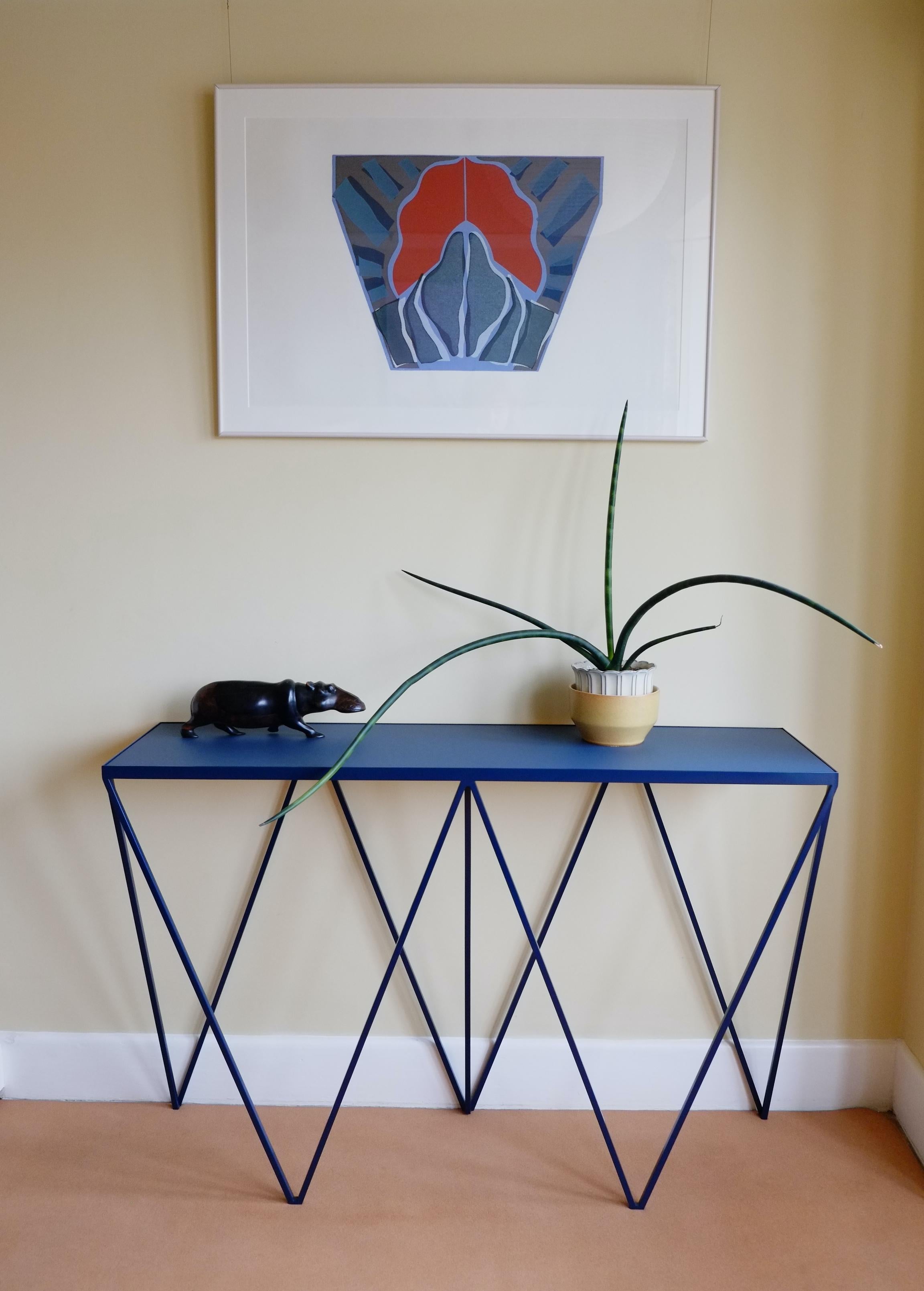 Steel Charcoal Black Long Slim Giraffe Console Table - Customisable Colour & Size For Sale