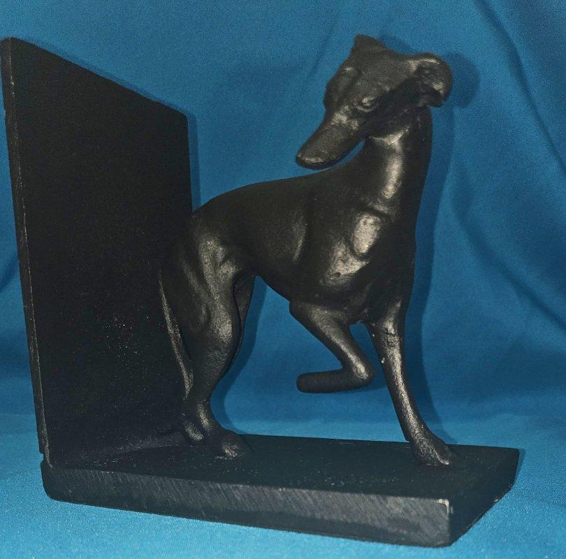 VENDITA CHIUSA Fermalibri scultoreo in metallo nero carbone con levriero/hippet in vendita 2