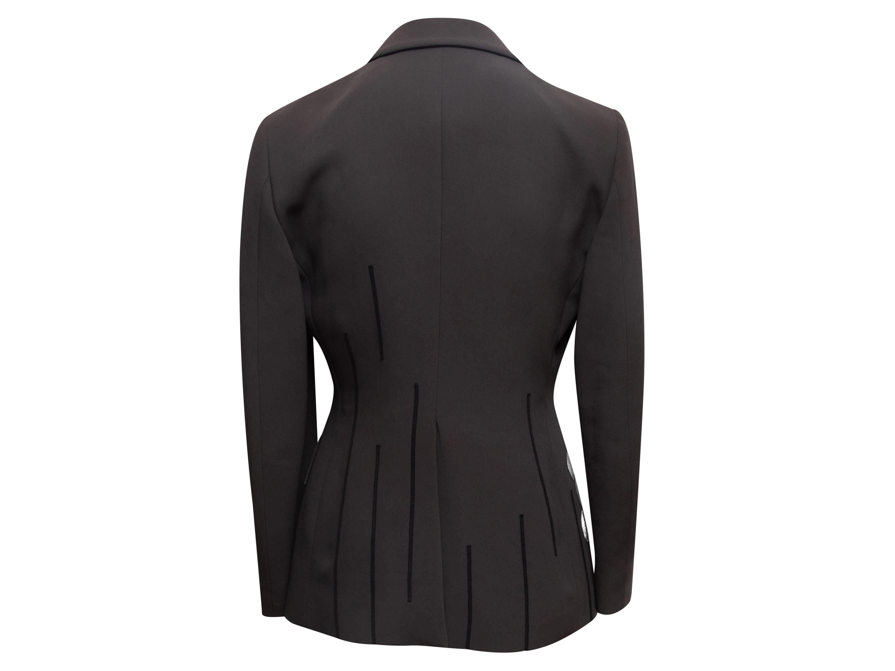 Noir Blazer Moschino Cheap and Chic à appliques florales anthracite et noir Taille IT 42 en vente