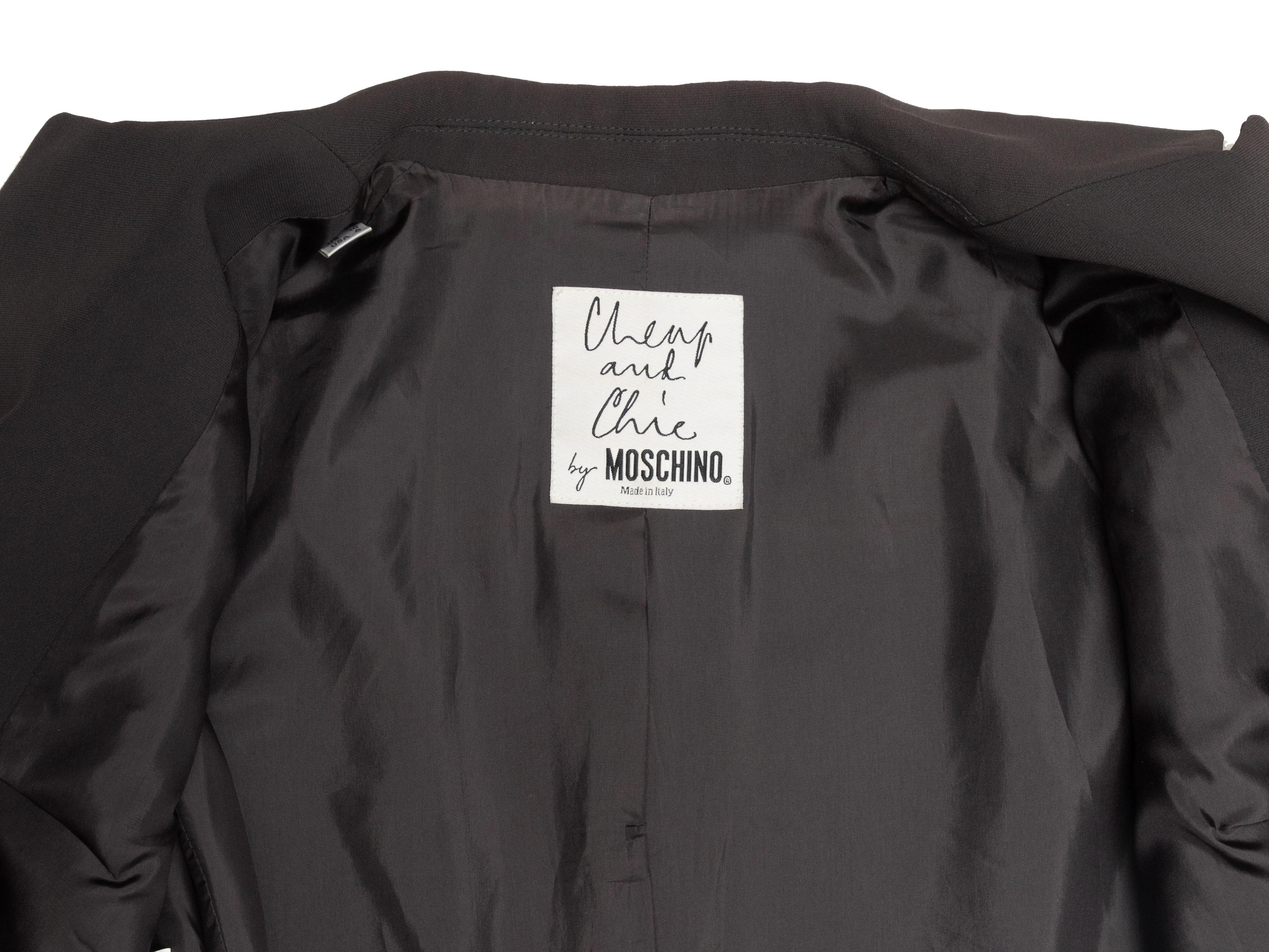 Blazer Moschino Cheap and Chic à appliques florales anthracite et noir Taille IT 42 Bon état - En vente à New York, NY