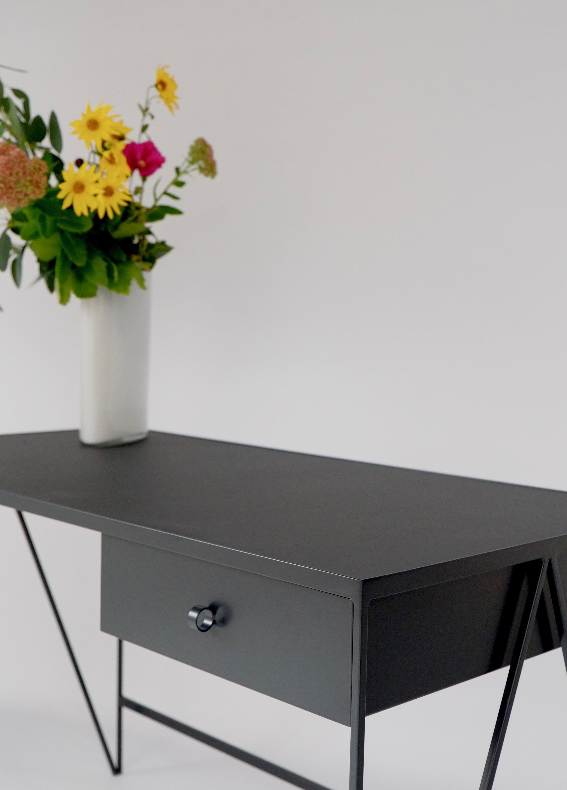 Welded Charcoal Black Study Desk with Drawer, Customizable For Sale
