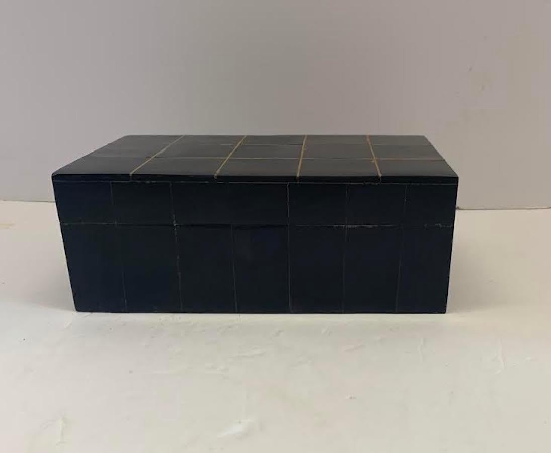 Charcoal Bone Box with Brass Inlay, Indonesia, Contemporary In New Condition In New York, NY