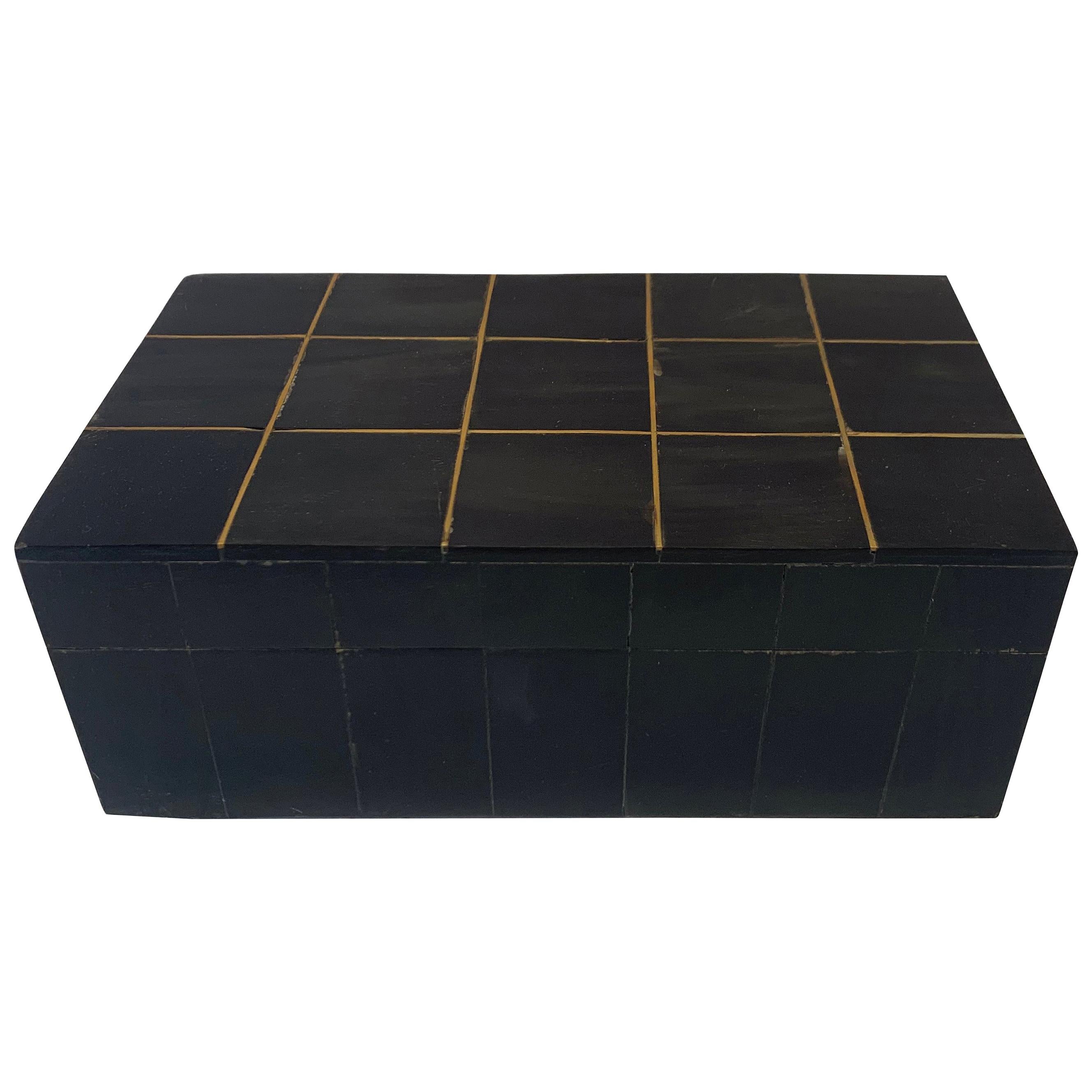 Charcoal Bone Box with Brass Inlay, Indonesia, Contemporary