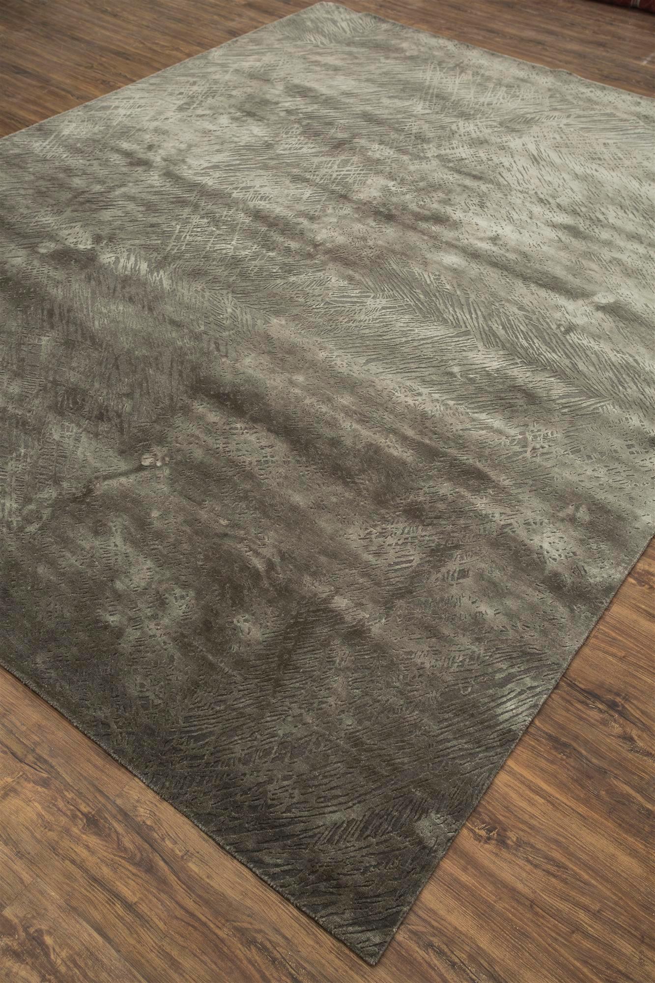 Indien Charcoal Cascade Slate Liquorice Tapis noué à la main en vente