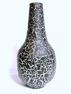 Charcoal Ceramic Designer Table Jar, Cracked Pattern, 1970’s '5728'