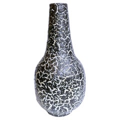 Charcoal Ceramic Designer Table Jar, Cracked Pattern, 1970’s '5728'